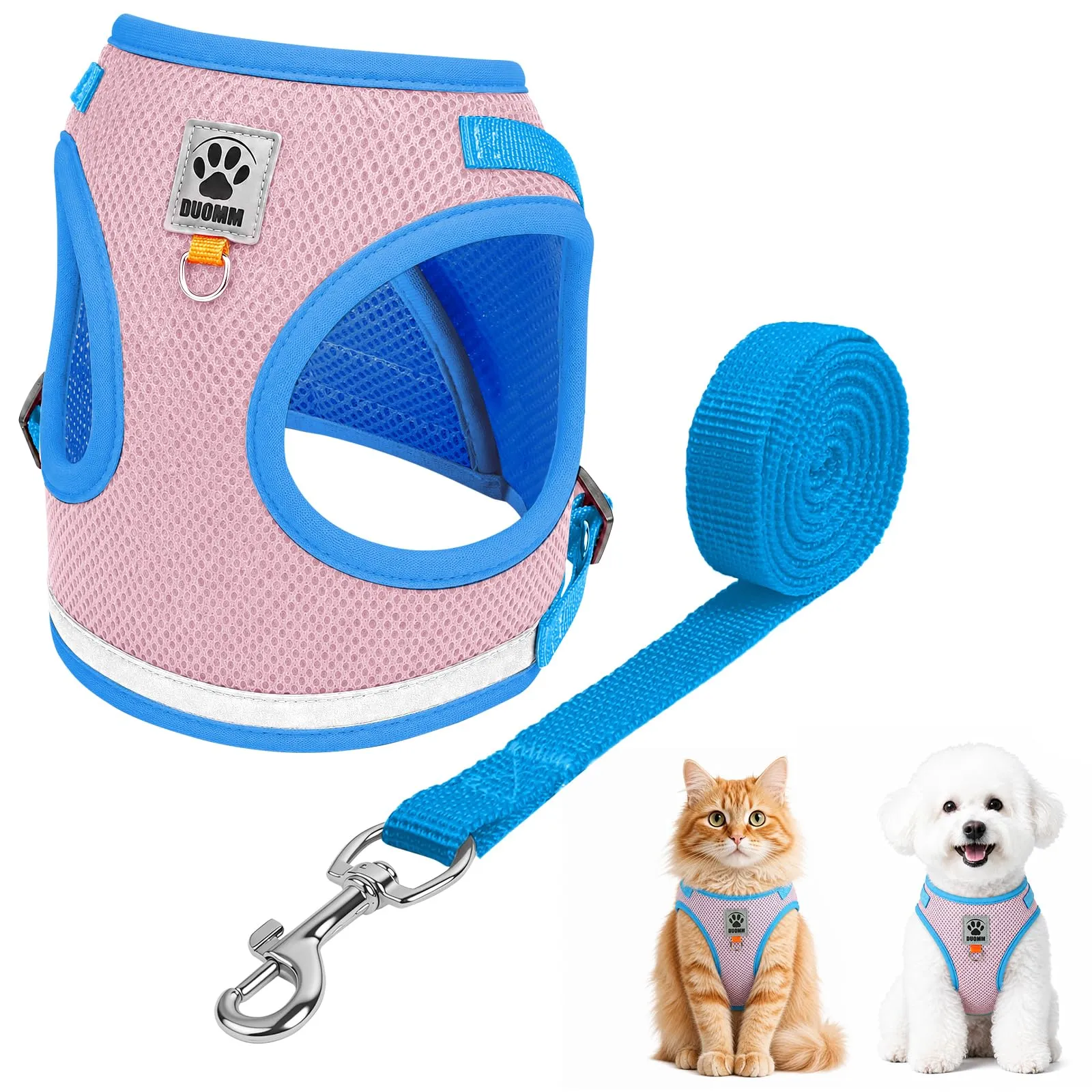 OSDUE Pettorina per Cani e Gatti con Guinzaglio, Regolabile e Riflettente, M - immagine 8