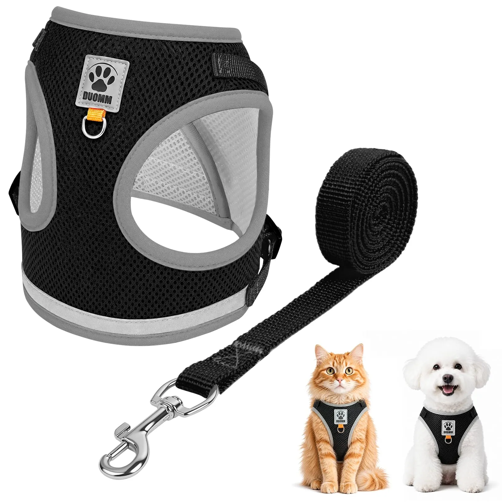 OSDUE Pettorina per Cani e Gatti con Guinzaglio, Regolabile e Riflettente, M - immagine 8