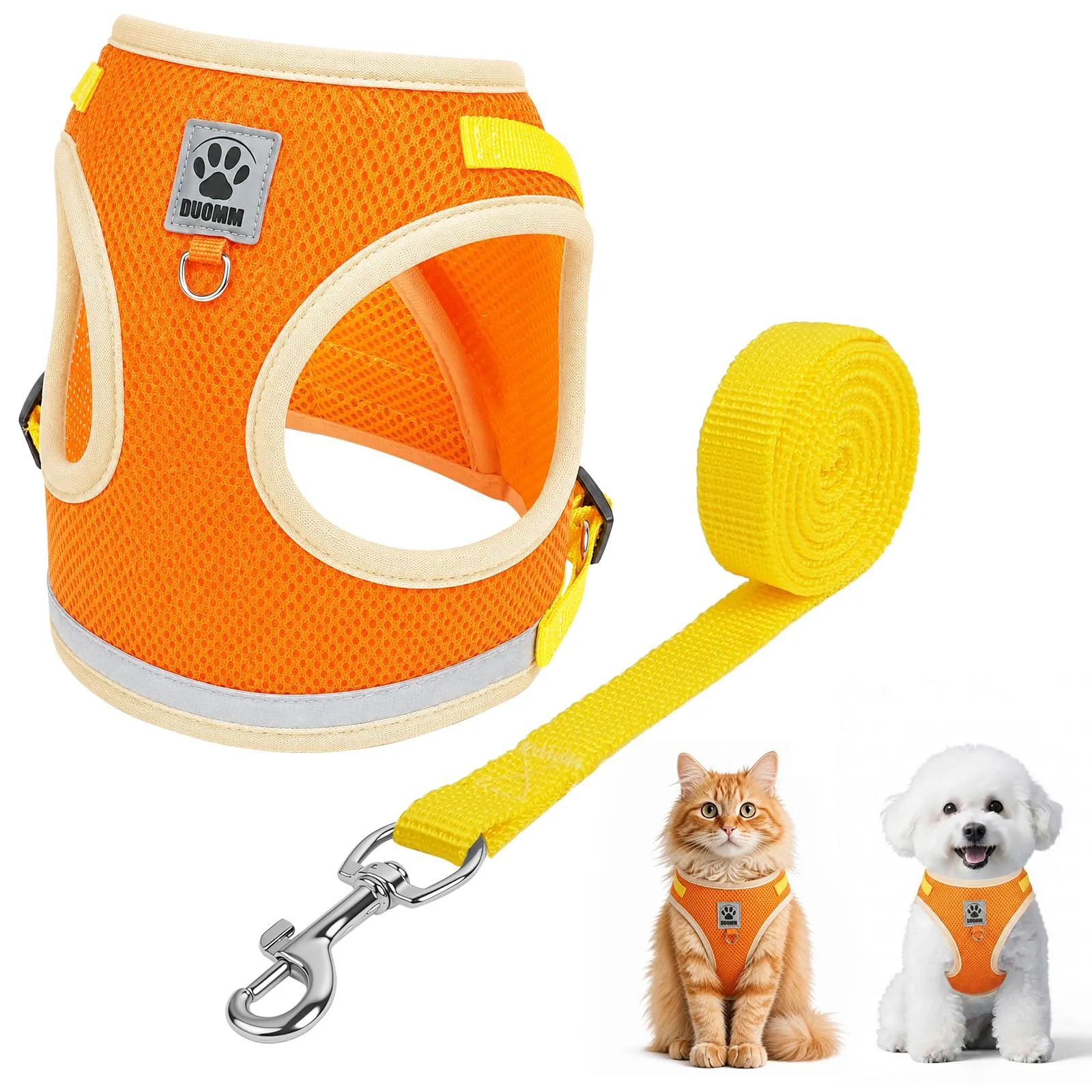 OSDUE Pettorina per Cani e Gatti con Guinzaglio, Regolabile e Riflettente, S - immagine 8