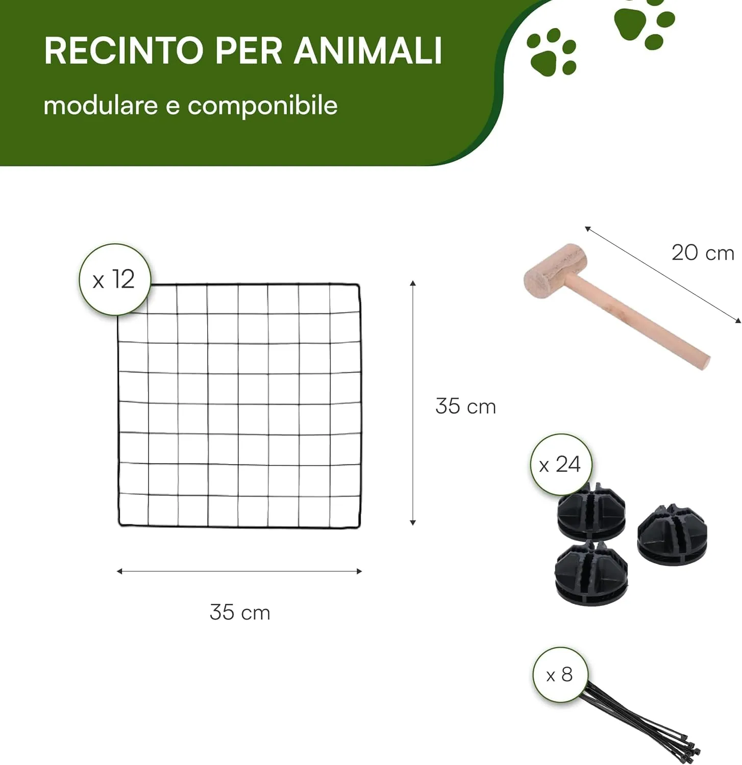 Baroni Home Recinto Modulare per Animali Domestici in Metallo con 12 Pannelli - immagine 3