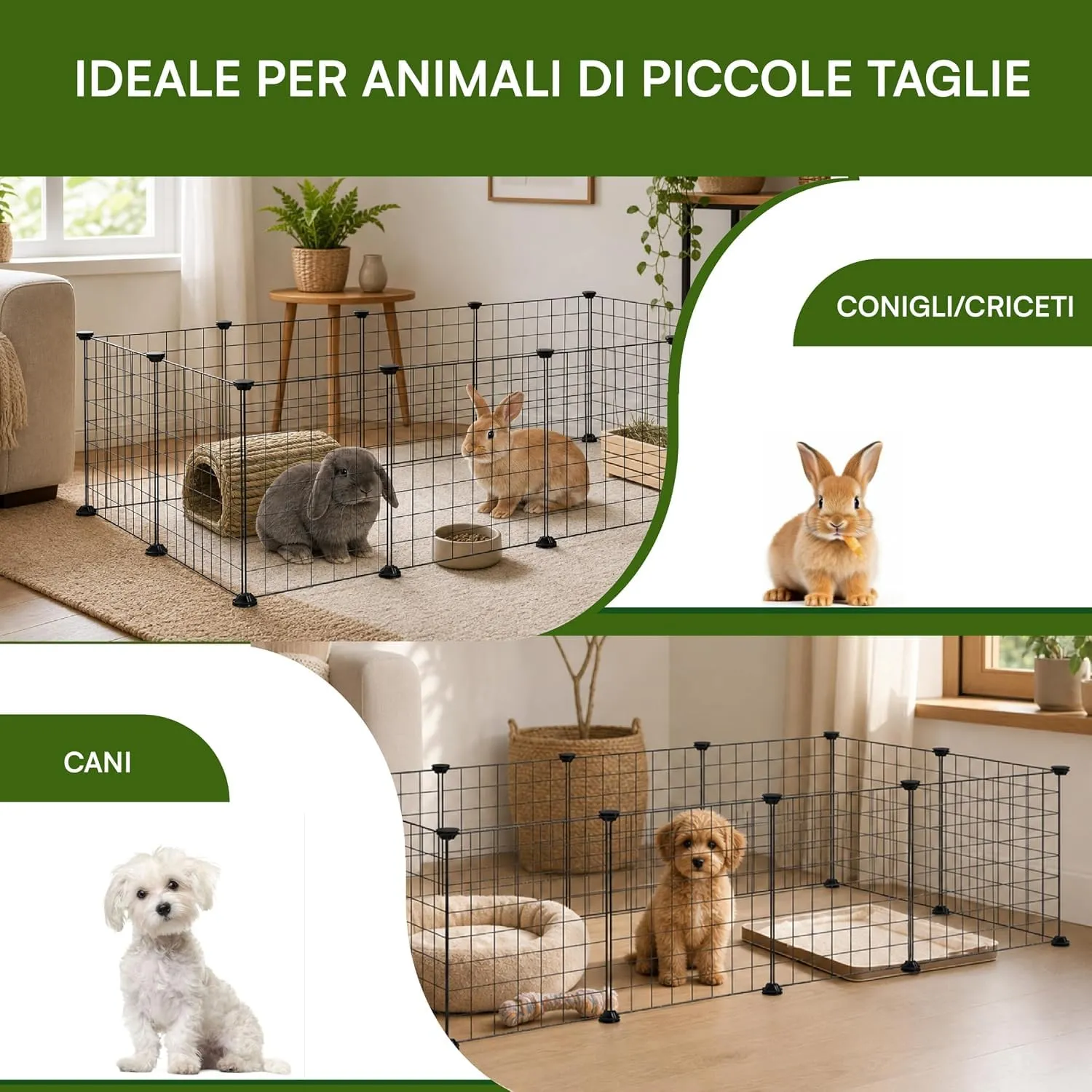 Baroni Home Recinto Modulare per Animali Domestici in Metallo con 12 Pannelli - immagine 4