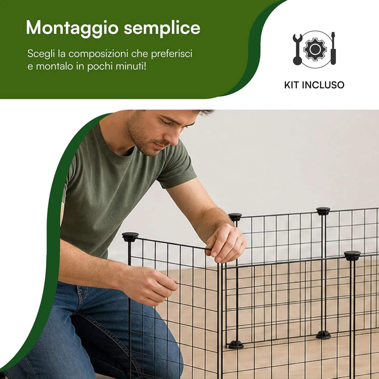 Baroni Home Recinto Modulare per Animali Domestici in Metallo con 12 Pannelli - immagine 5