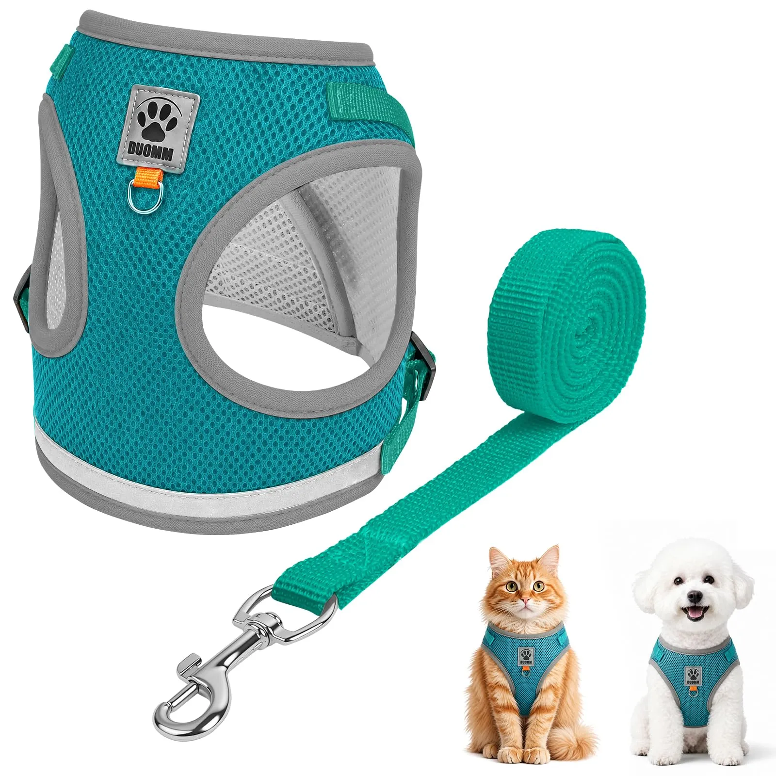OSDUE Pettorina per Cani e Gatti con Guinzaglio, Regolabile e Riflettente, XL - immagine 8