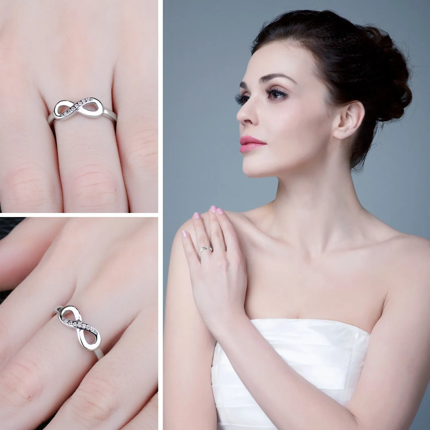JewelryPalace Anello Donna Argento 925 Nodo Infinito con Diamanti Simulati, Misura 21 - immagine 4