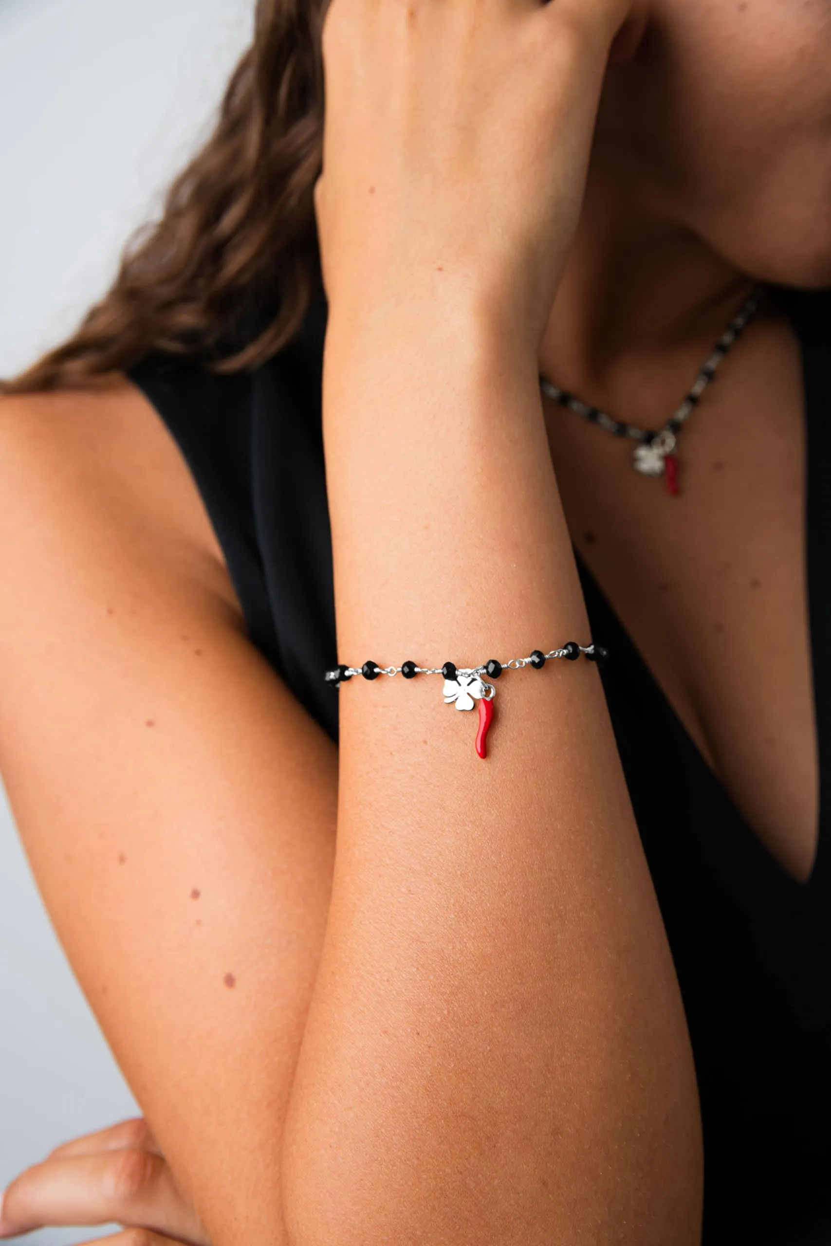 NICANDRA Bracciale Donna e Uomo con Cornetto e Quadrifoglio Portafortuna - immagine 2