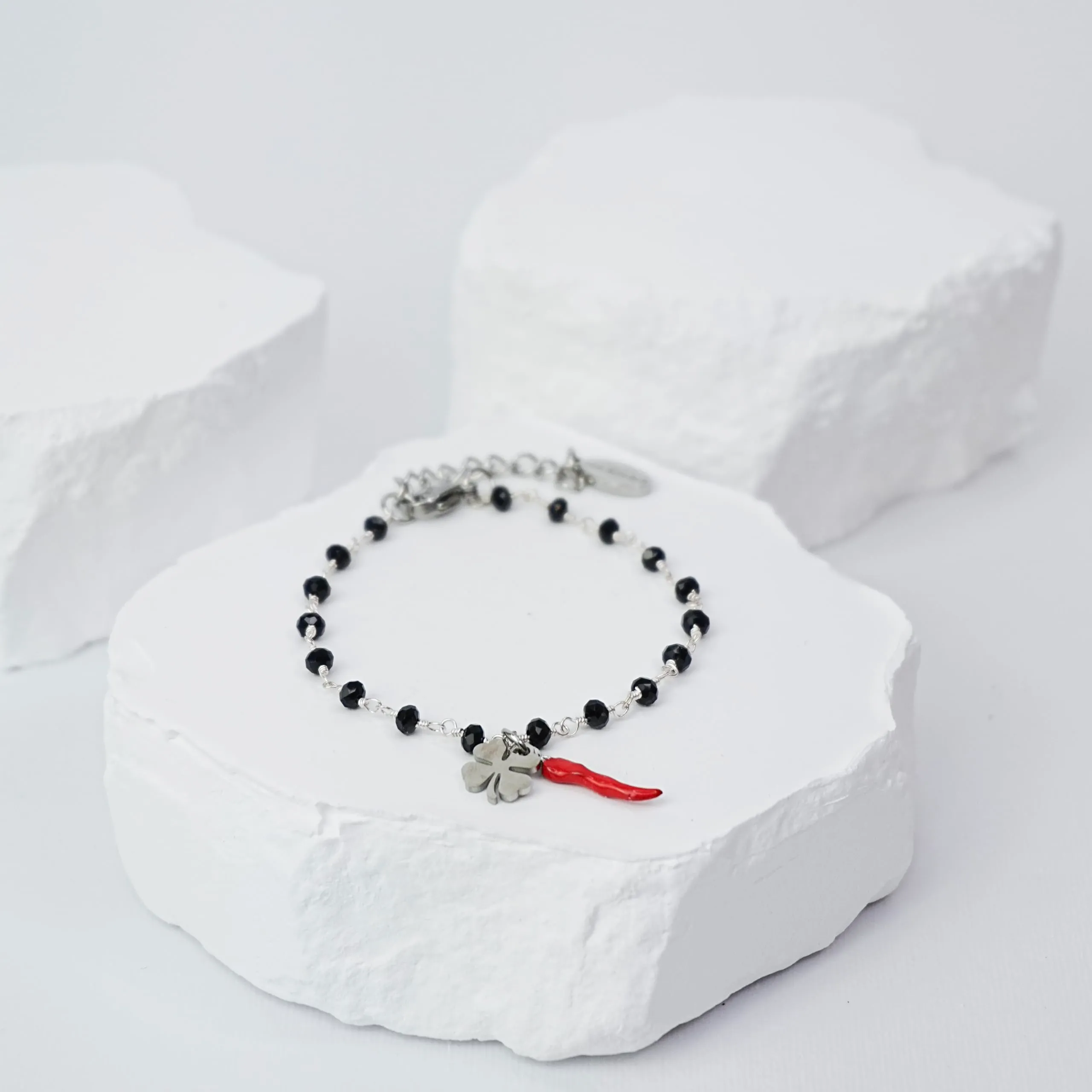 NICANDRA Bracciale Donna e Uomo con Cornetto e Quadrifoglio Portafortuna - immagine 4