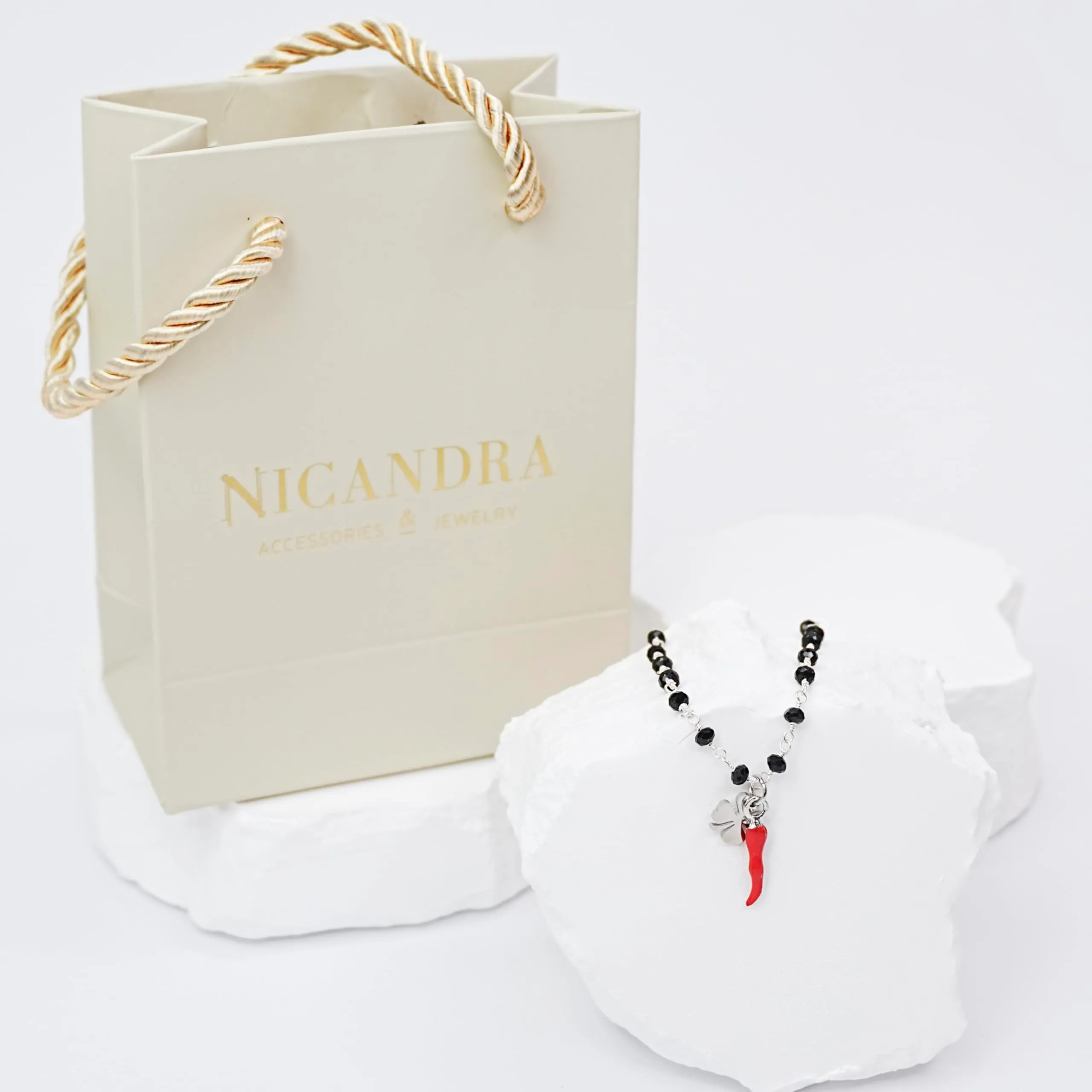 NICANDRA Bracciale Donna e Uomo con Cornetto e Quadrifoglio Portafortuna - immagine 6