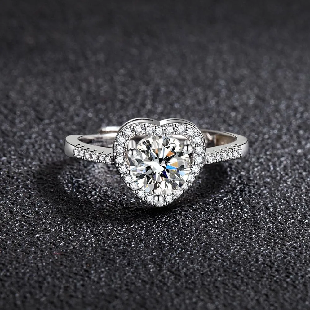 GMEDRIDAS Anello in Argento 925 Regolabile con Cuore in Zirconia Birthstone per Donna - immagine 4