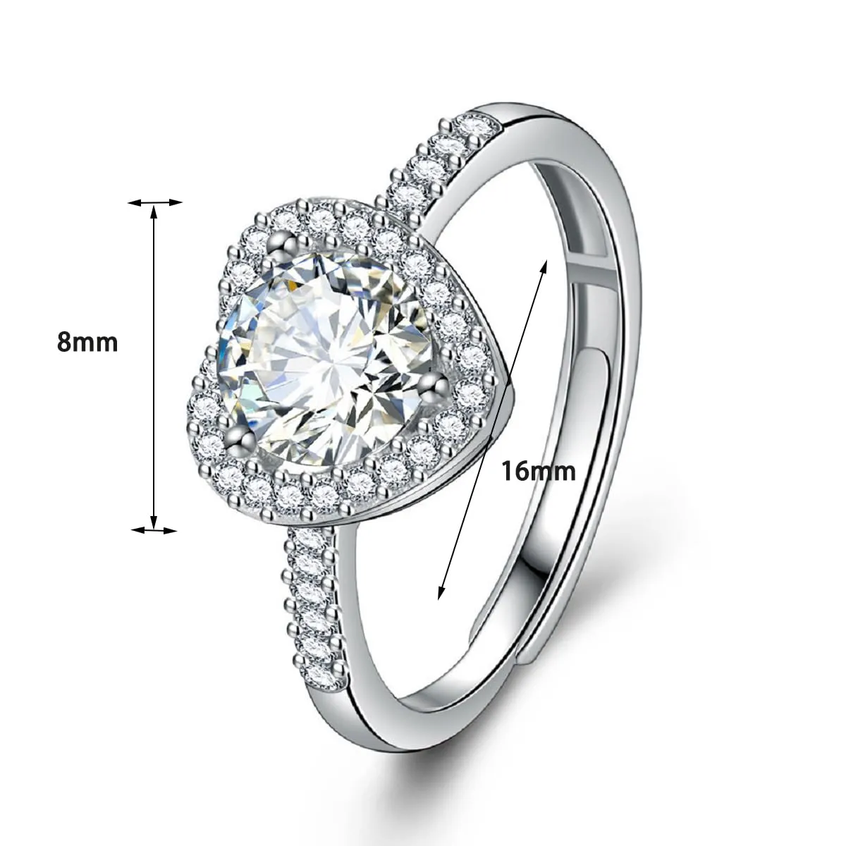 GMEDRIDAS Anello in Argento 925 Regolabile con Cuore in Zirconia Birthstone per Donna - immagine 7