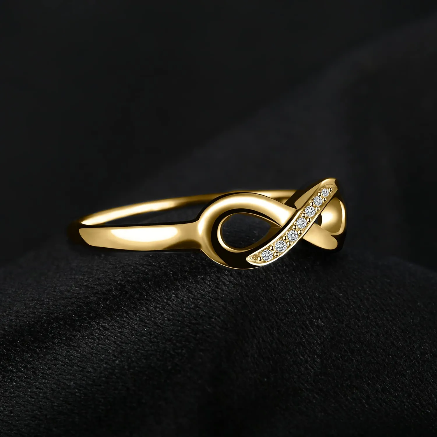 JewelryPalace Anello Donna Nodo Infinito Placcato Oro Giallo 14K con Diamanti Simulati, Misura 9.5 - immagine 5