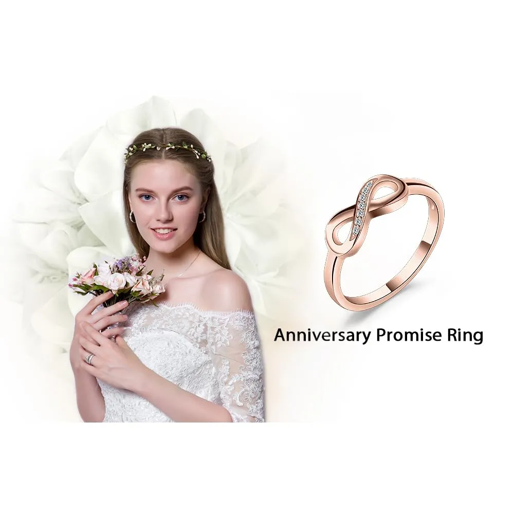 JewelryPalace Anello Donna Nodo Infinito in Oro Rosa 14K con Diamanti Simulati, Misura 22 - immagine 6