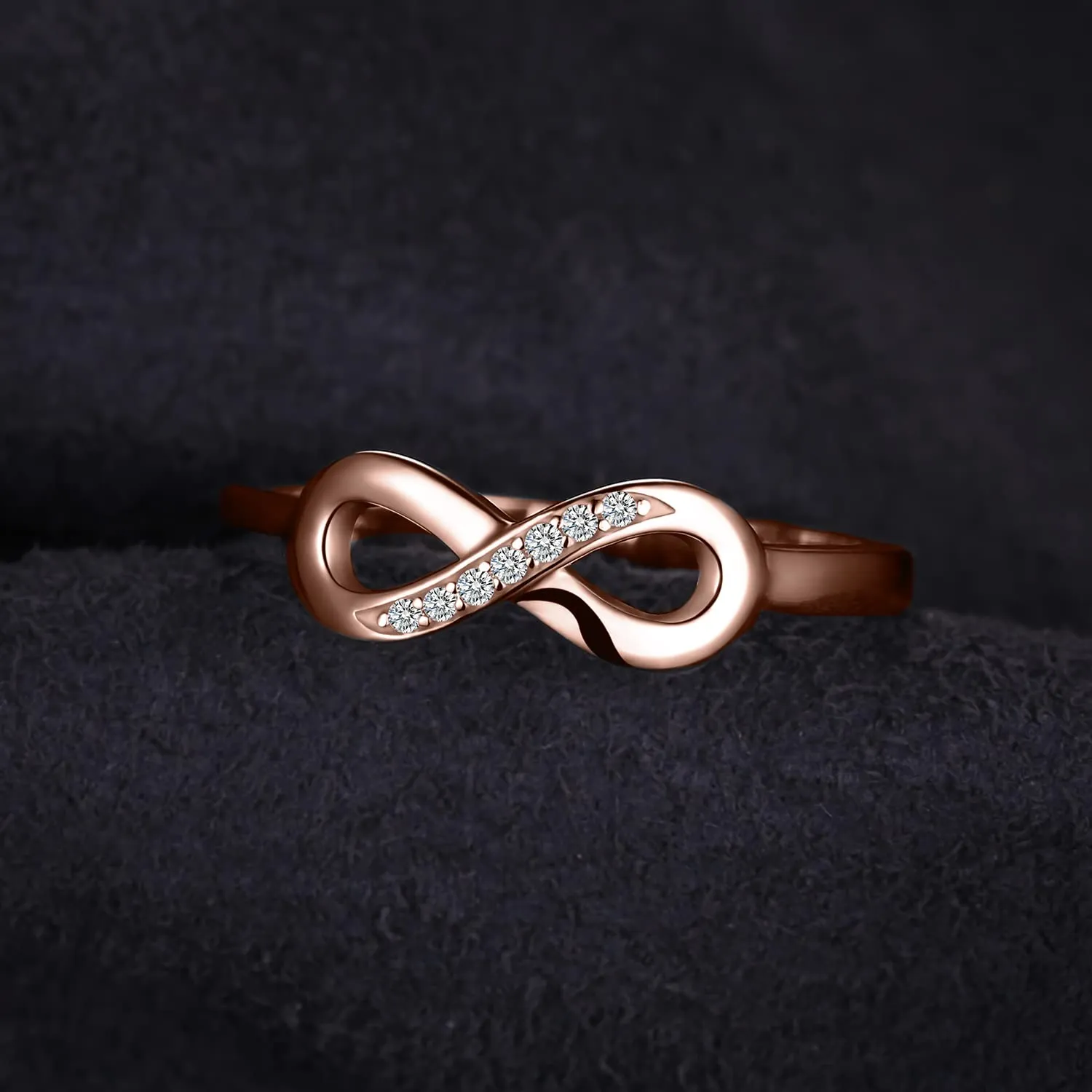 JewelryPalace Anello Donna Argento 925 Nodo Infinito con Diamanti Simulati Oro Rosa, Taglia 11.5 - immagine 2