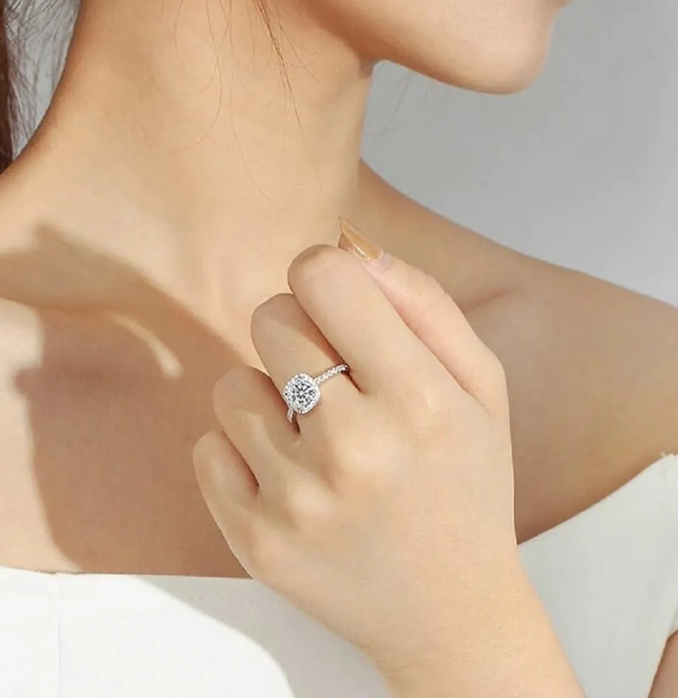 GMEDRIDAS Anello Regolabile in Argento 925 con Zirconia Bianca Quadrata Birthstone per Donna - immagine 2