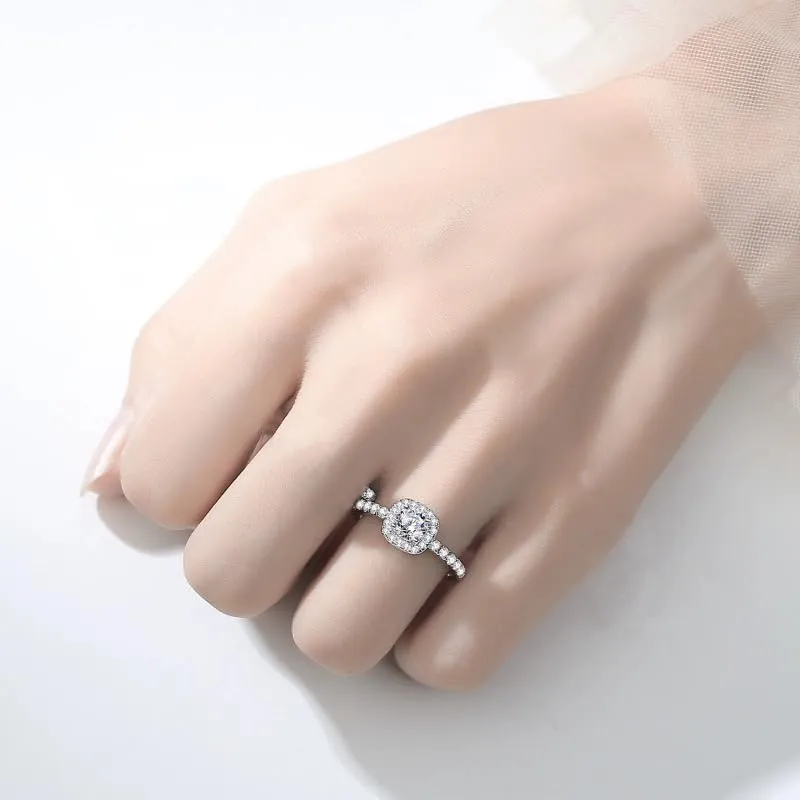 GMEDRIDAS Anello Regolabile in Argento 925 con Zirconia Bianca Quadrata Birthstone per Donna - immagine 5