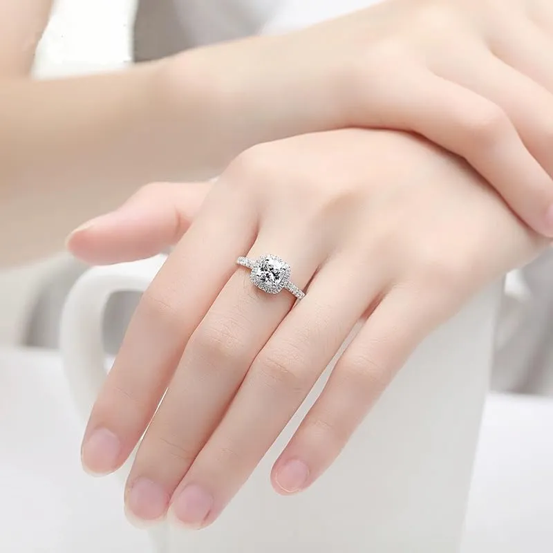 GMEDRIDAS Anello Regolabile in Argento 925 con Zirconia Bianca Quadrata Birthstone per Donna - immagine 6