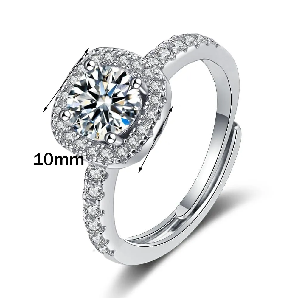 GMEDRIDAS Anello Regolabile in Argento 925 con Zirconia Bianca Quadrata Birthstone per Donna - immagine 7