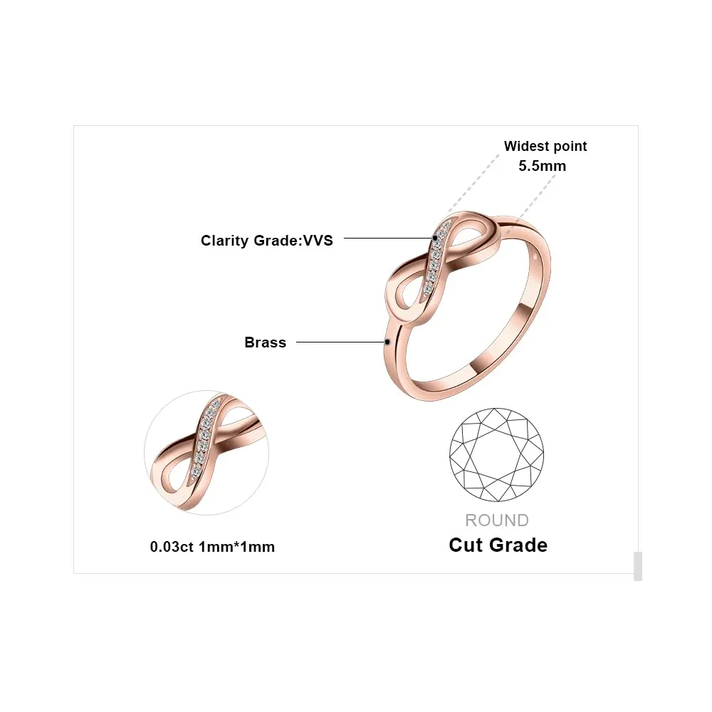 JewelryPalace Anello Donna Nodo Infinito in Oro Rosa 14K con Diamanti Simulati, Misura 18.5 - immagine 2