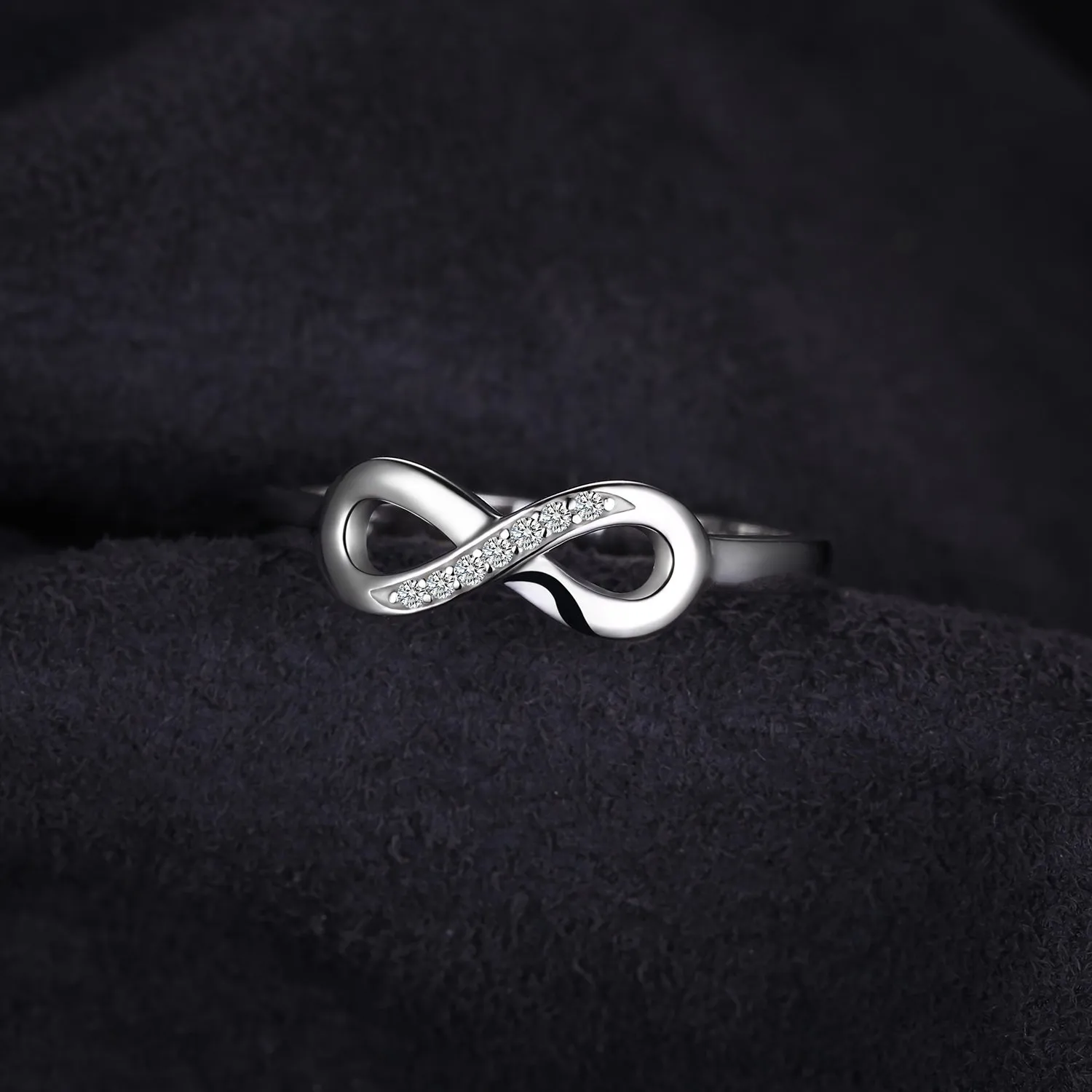 JewelryPalace Anelli Donna Argento 925, Fedine Fidanzamento Coppia, Anello Infinito Nodo con Diamante Simulato - immagine 3