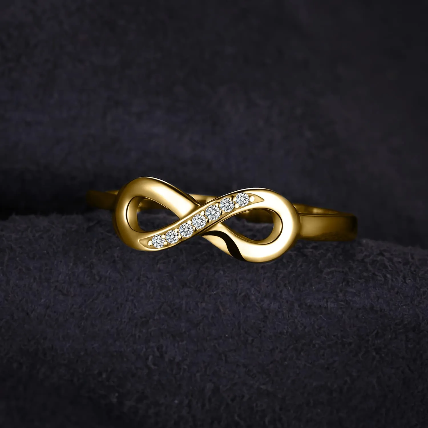 JewelryPalace Anello Donna Nodo Infinito Placcato Oro Giallo 14K con Diamanti Simulati, Misura 8 - immagine 3