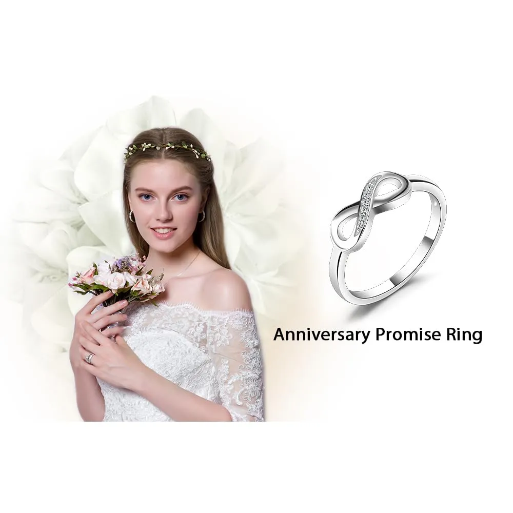 JewelryPalace Anello Donna Nodo Infinito Placcato Oro Bianco 14K con Diamanti Simulati, Misura 9.5 - immagine 6