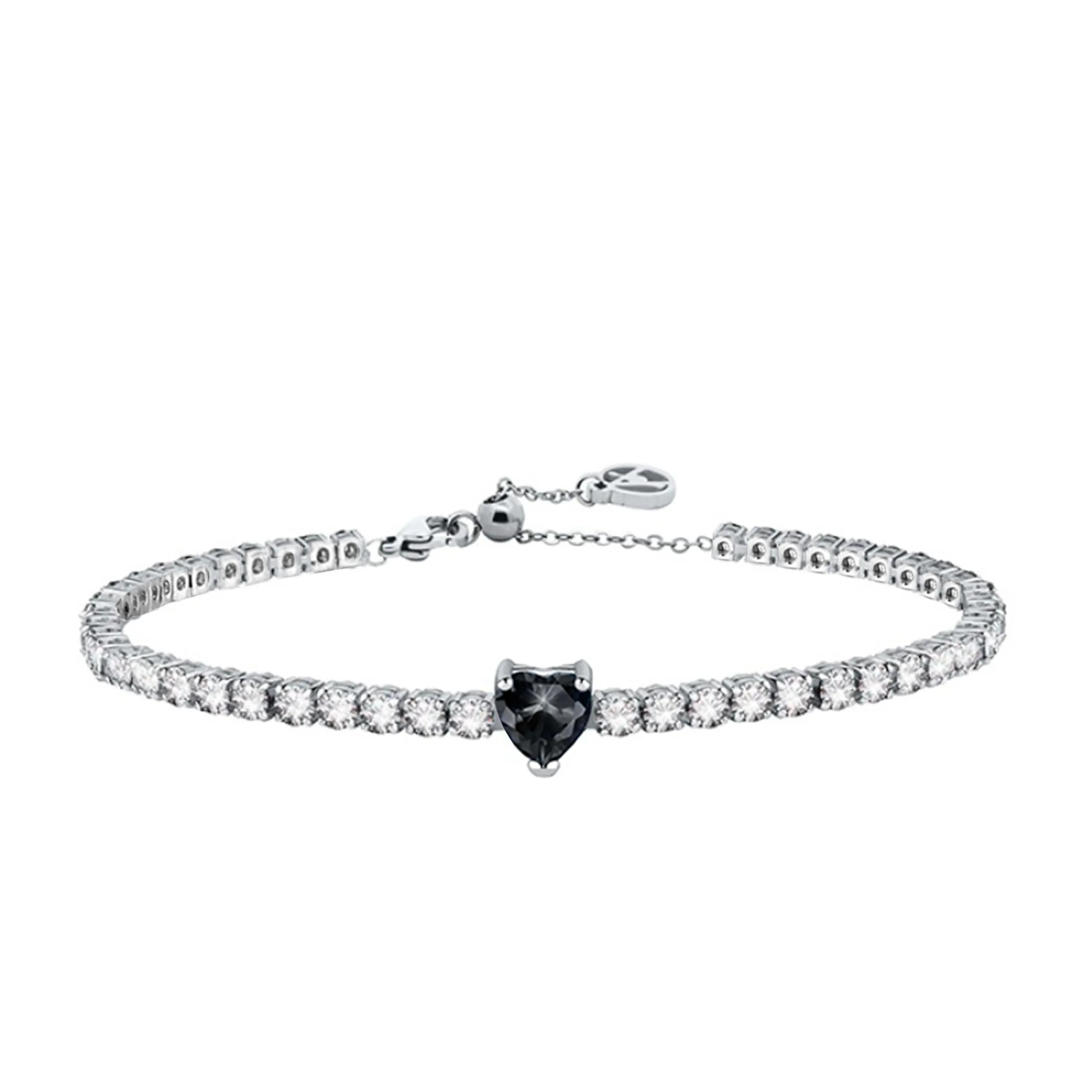 AM RINO MILANO Bracciale Tennis Donna con Cuore in Zirconi - Nero - immagine 1