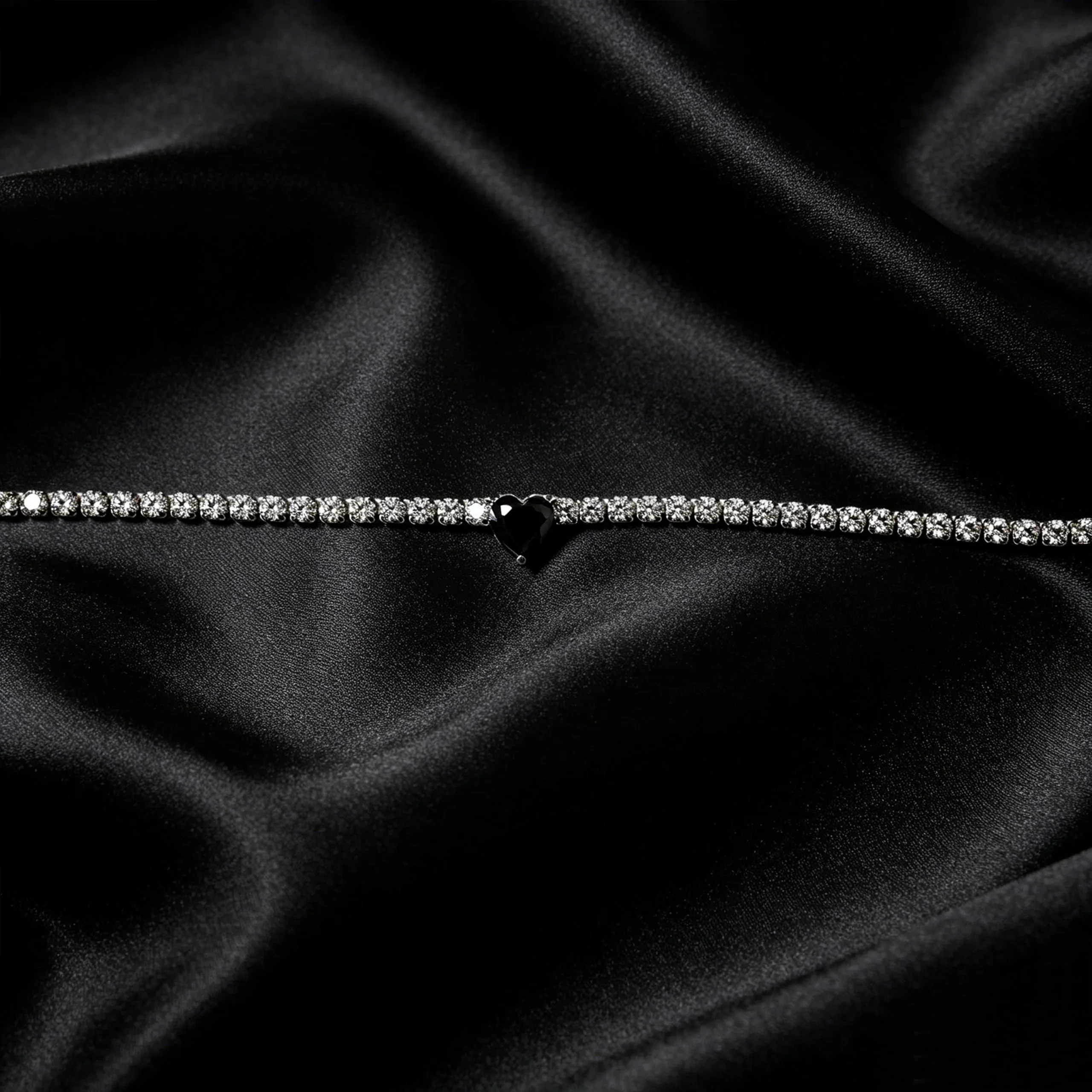 AM RINO MILANO Bracciale Tennis Donna con Cuore in Zirconi - Nero - immagine 2