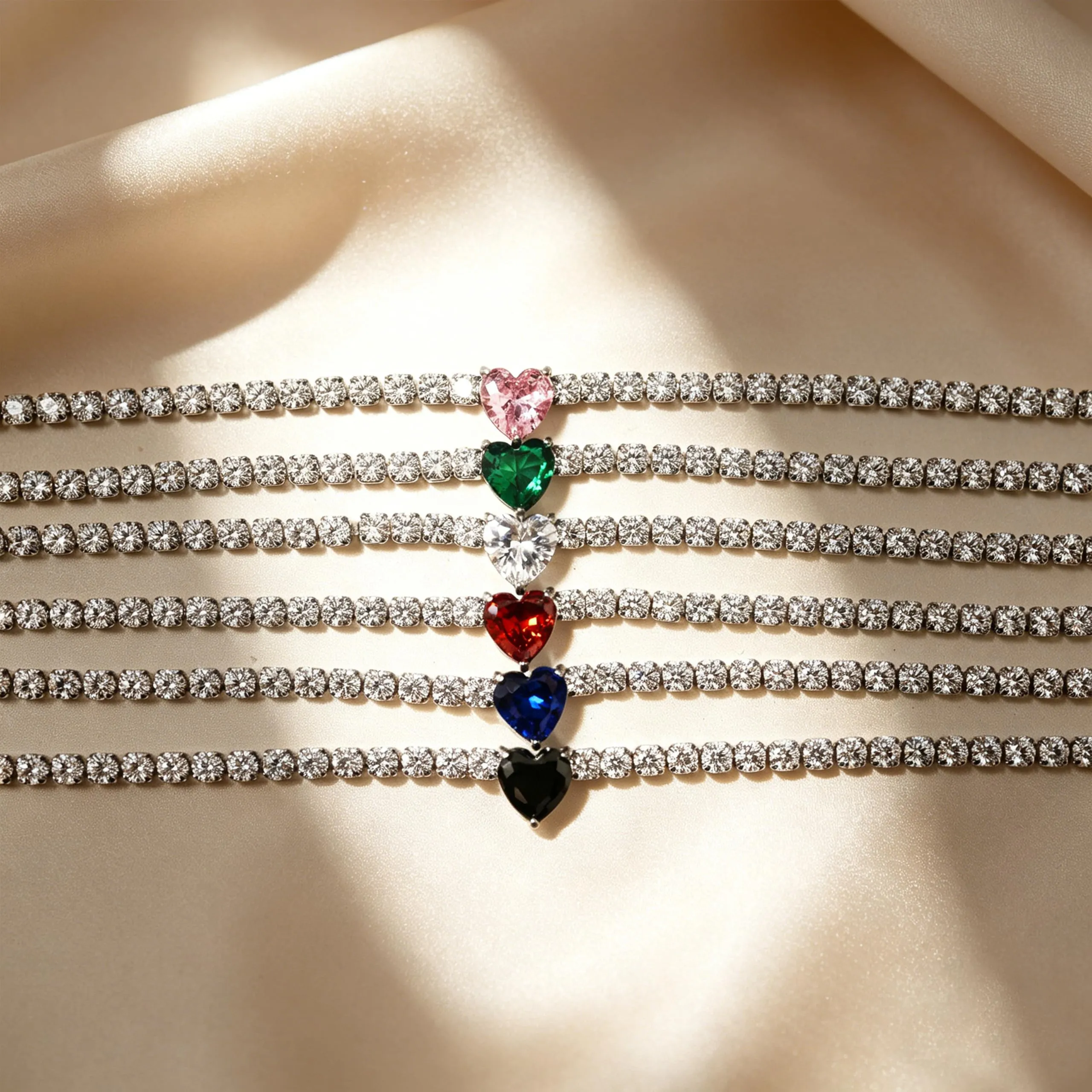 AM RINO MILANO Bracciale Tennis Donna con Cuore in Zirconi - Nero - immagine 9