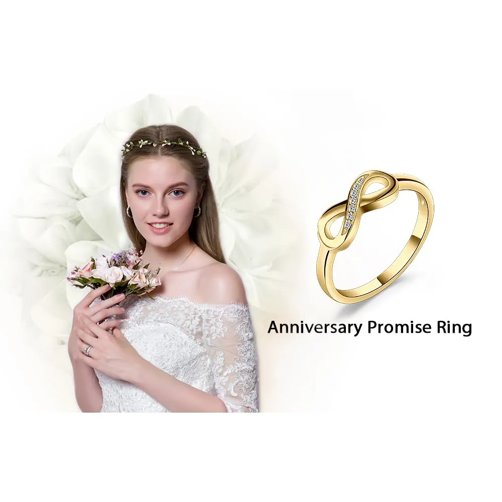 JewelryPalace Anello Donna Nodo Infinito Placcato Oro Giallo 14K con Diamanti Simulati, Misura 22 - immagine 6