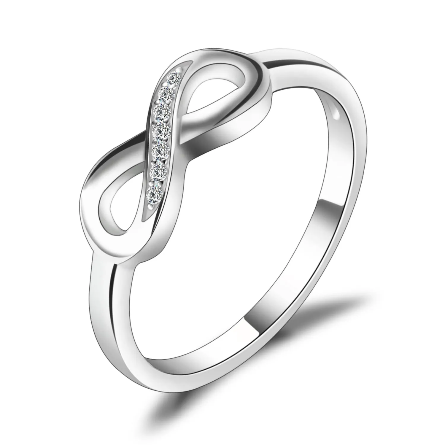 JewelryPalace Anello Donna Nodo Infinito in Oro Bianco 14K con Diamanti Simulati, Misura 18.5 - immagine 1