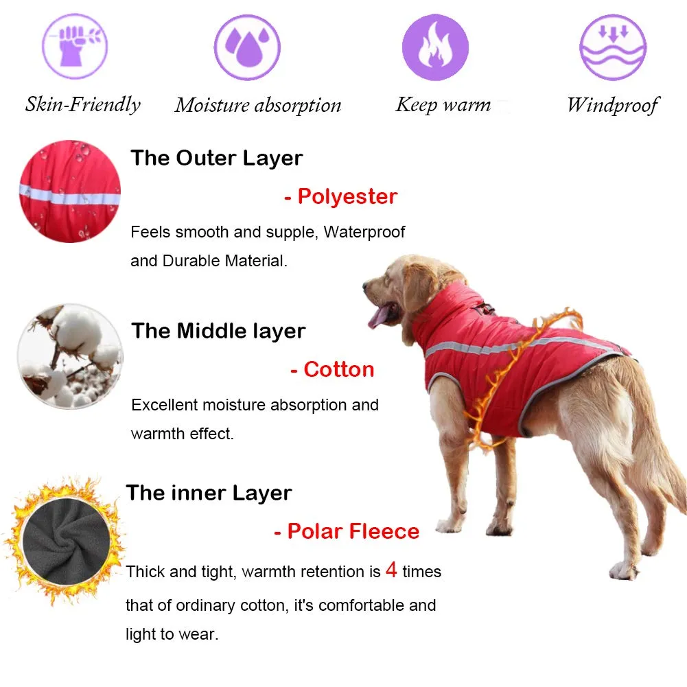 FEimaX Cappotto Invernale per Cani, Giacca Impermeabile Antivento e Riflettente in Pile con Foro per Imbracatura - immagine 4