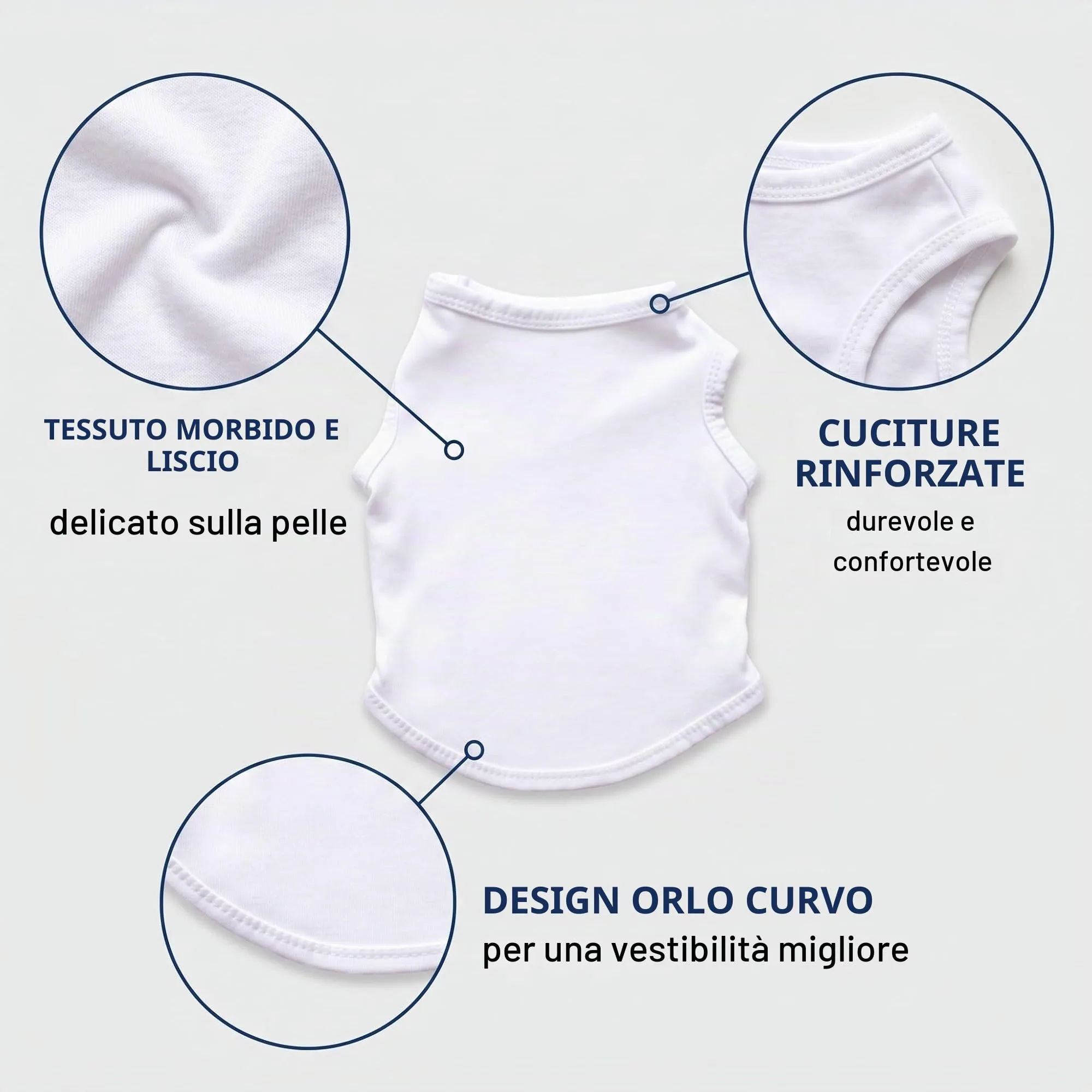 MYZWEL Canotte Estive in Cotone per Cani Piccoli e Gatti, Set da 3 Gilet Senza Maniche (Blu, Bianco, Nero), Taglia M - immagine 7