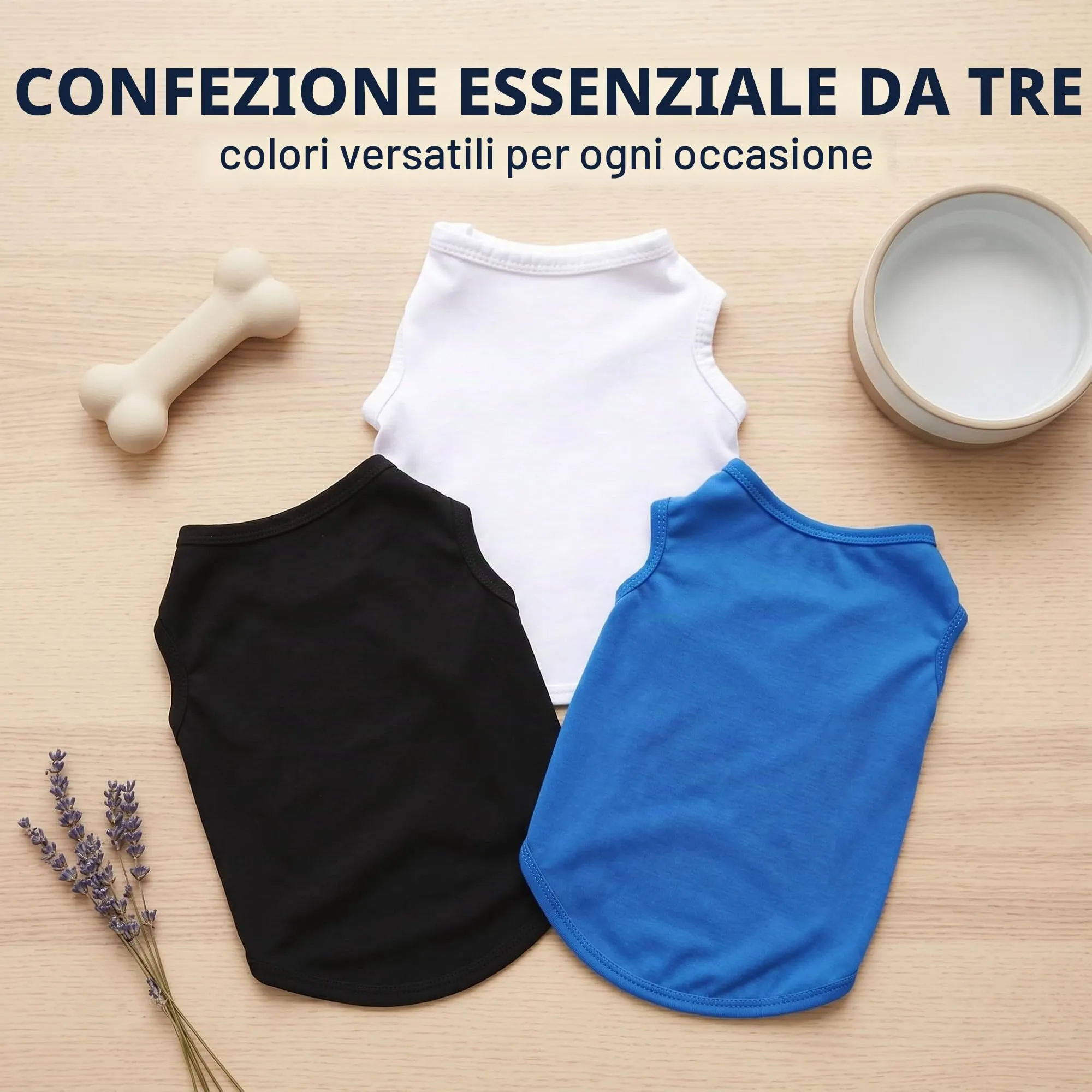 MYZWEL Canotte Estive in Cotone per Cani Piccoli e Gatti, Set da 3 Gilet Senza Maniche (Blu, Bianco, Nero), Taglia M - immagine 8