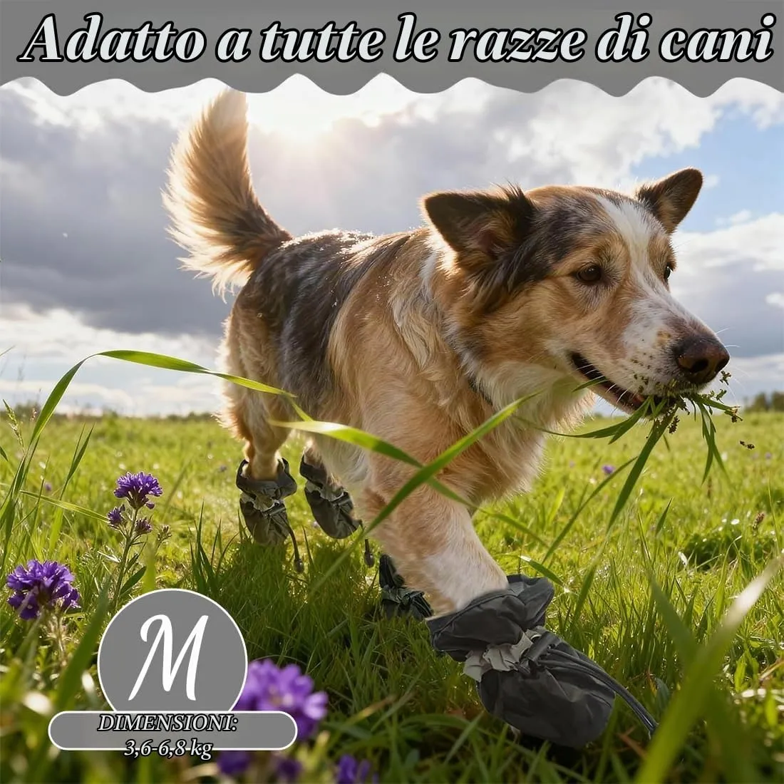 LEPGUYO Scarpe per Cani Taglia M, Impermeabili e Antiscivolo, 2 Paia - immagine 4
