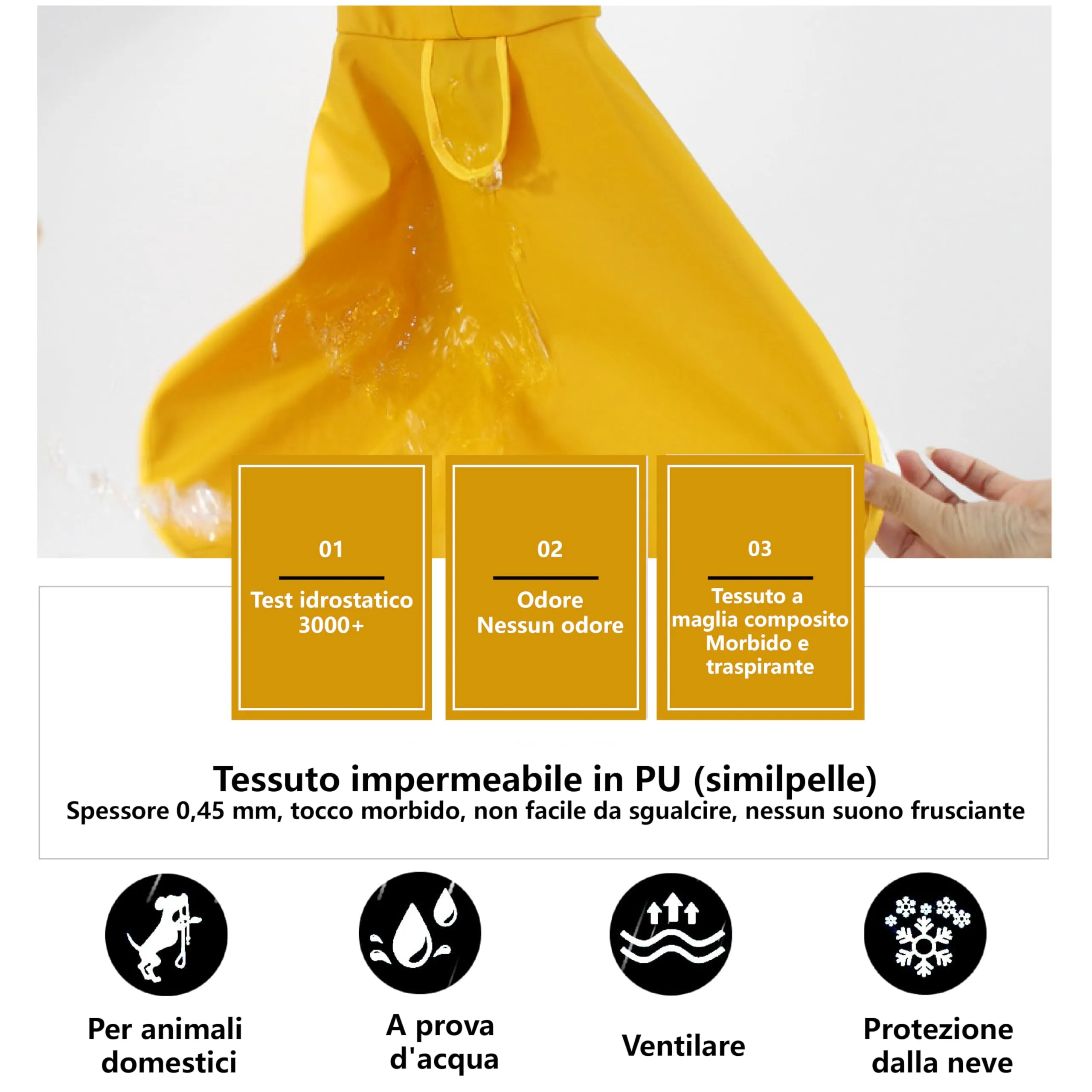 Esshogo Mantellina Impermeabile per Cani, Giallo, Taglia 7XL - immagine 6