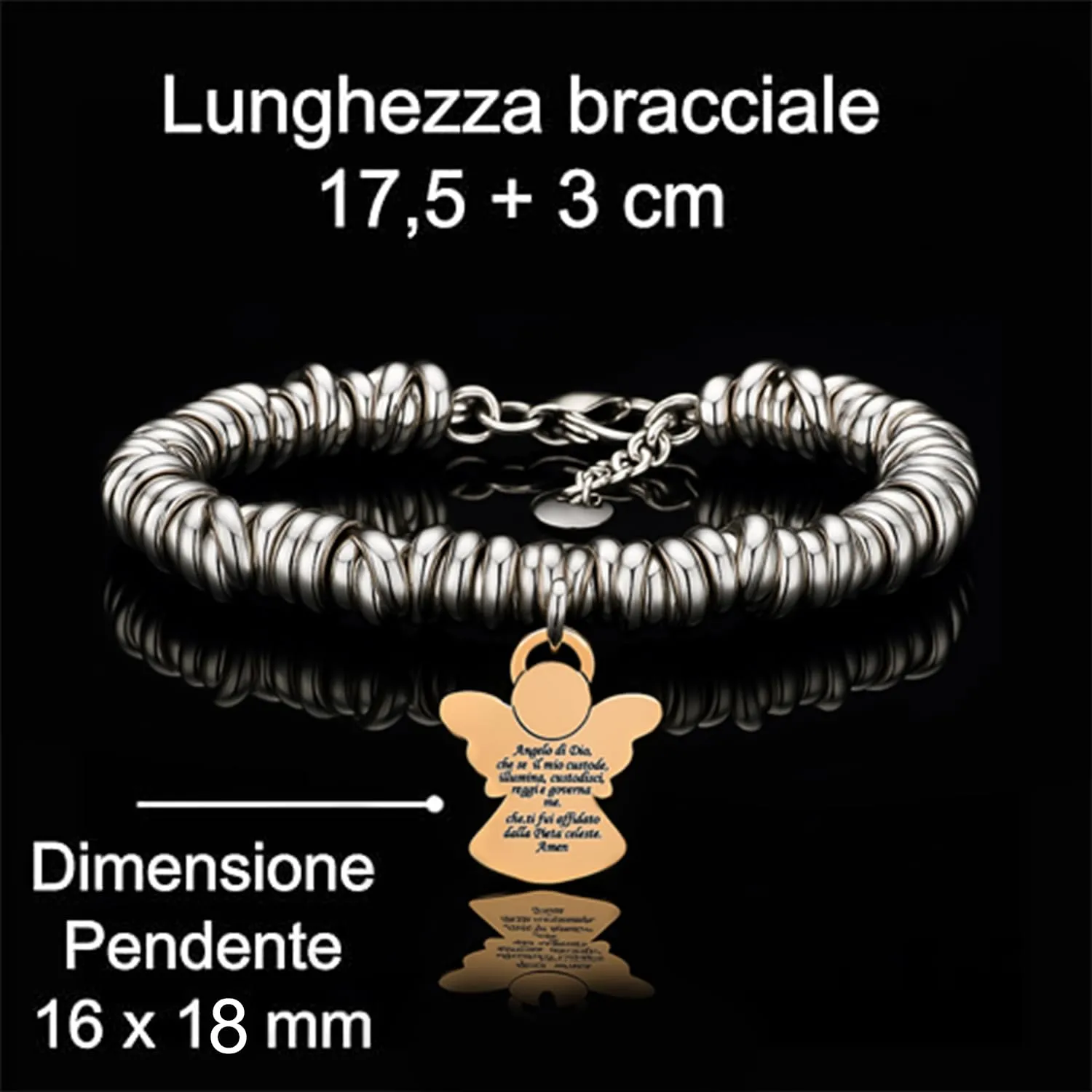 SAGA GIOIELLI Bracciale Nodini Intrecciato Donna con Incisione Cuore Angelo Custode - immagine 5