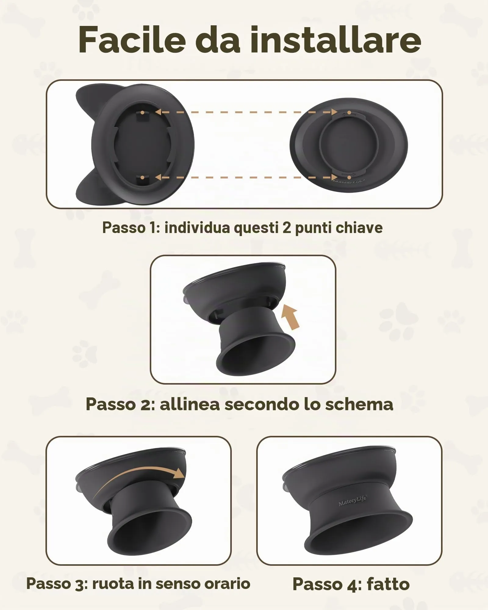 MateeyLife Ciotole per Gatti Rialzate, Set da 2, Bianco & Grigio - immagine 7