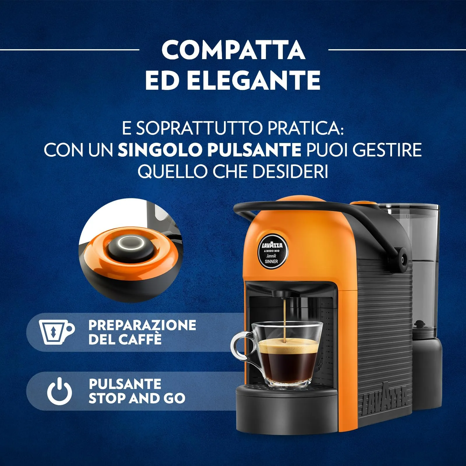 Lavazza A Modo Mio Jolie Evo Jannik Sinner, Arancione - immagine 4