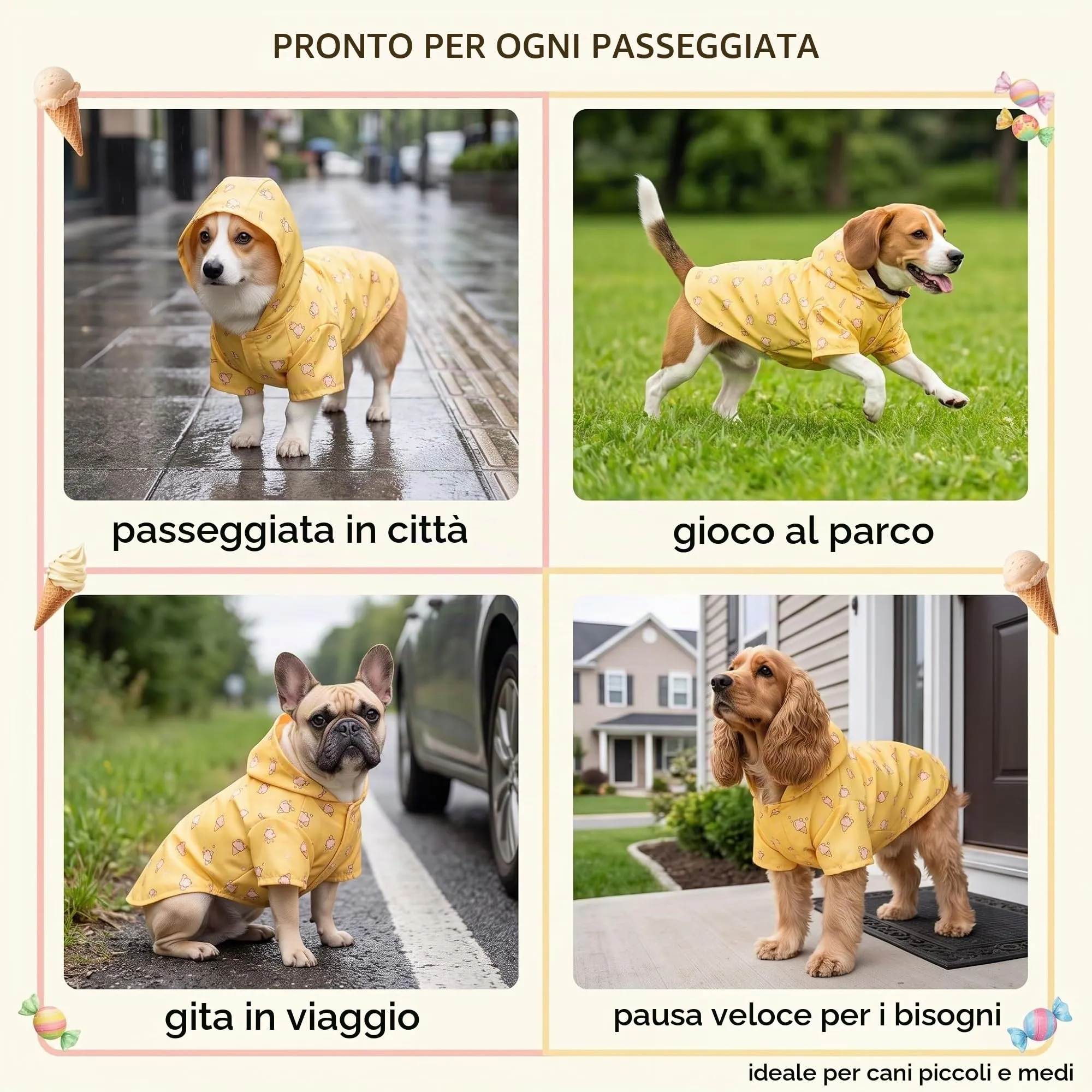 EAVUYIS Impermeabile per Cani Taglia Piccola e Media, Cappottino Antipioggia Regolabile con Cappuccio e Poncho Leggero - immagine 5