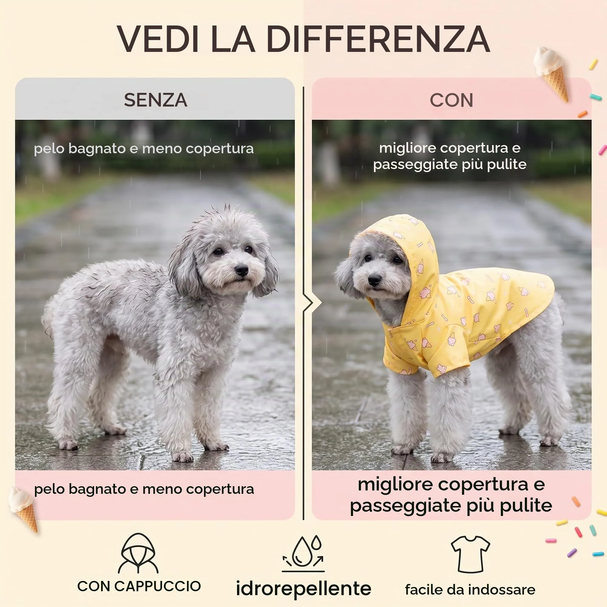 EAVUYIS Impermeabile per Cani Taglia Piccola e Media, Cappottino Antipioggia Regolabile con Cappuccio e Poncho Leggero - immagine 6