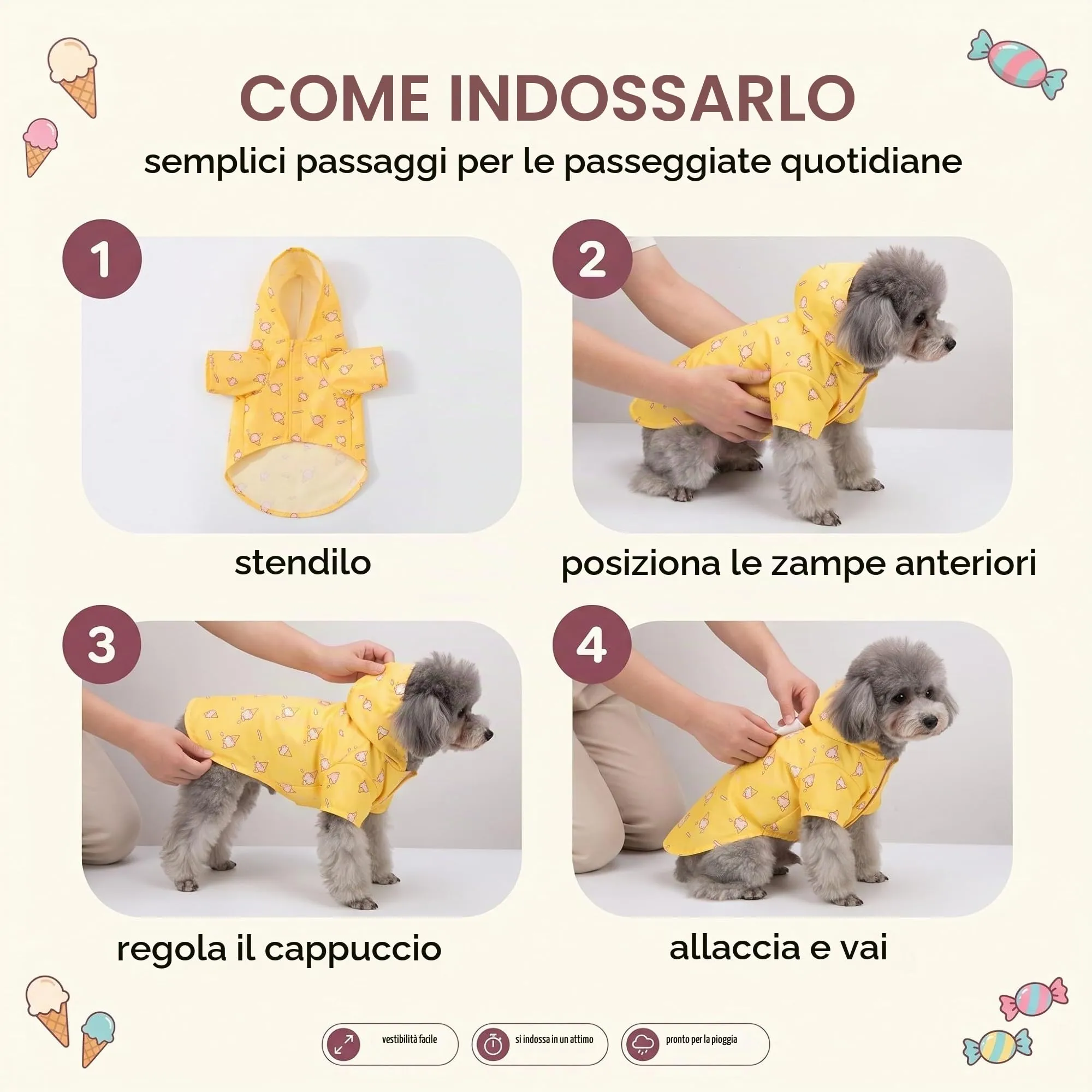 EAVUYIS Impermeabile per Cani Taglia Piccola e Media, Cappottino Antipioggia Regolabile con Cappuccio e Poncho Leggero - immagine 9