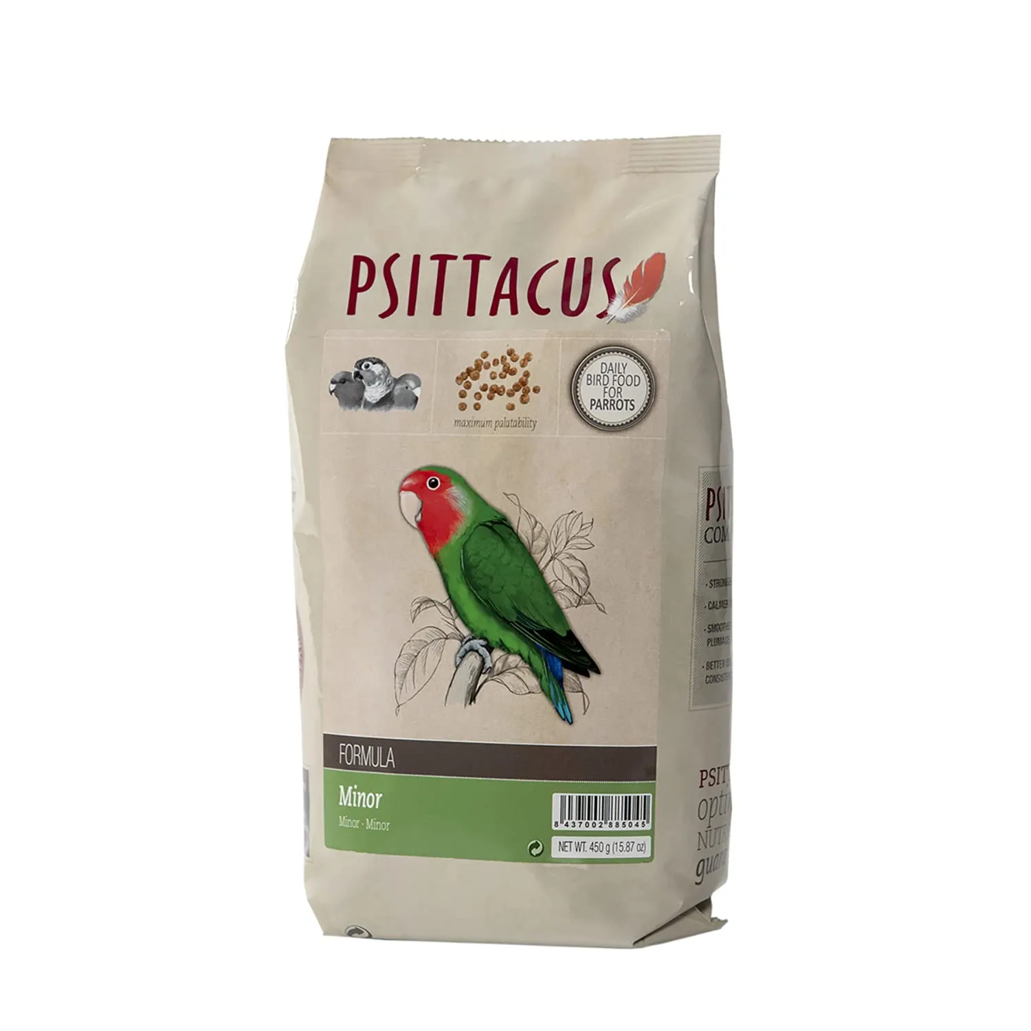 Psittacus Minor Mangime completo per Agapornis, Forpus e Pyrrhura, 450 g - immagine 1
