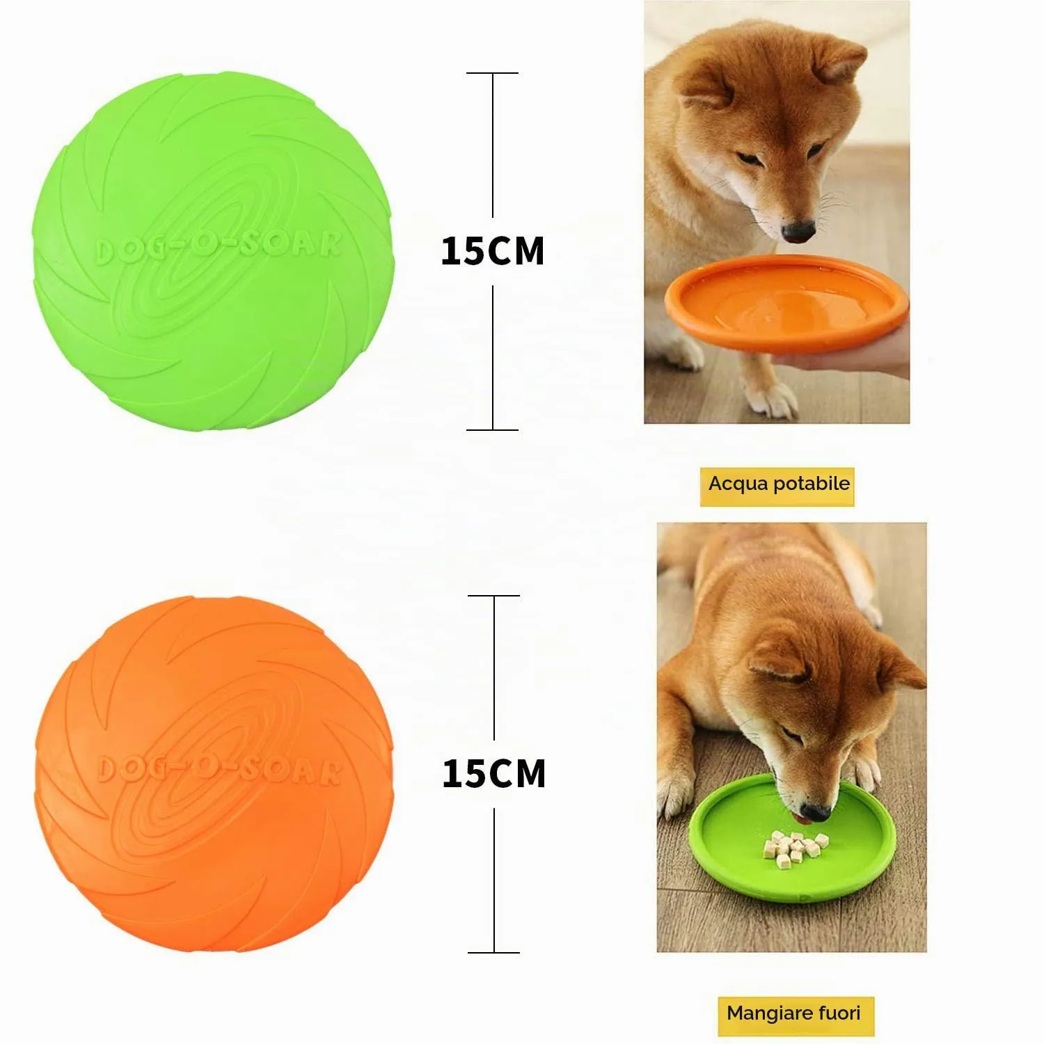 WELLXUNK Frisbee per Cani in Gomma, Set da 2 Pezzi, 15 cm - immagine 2