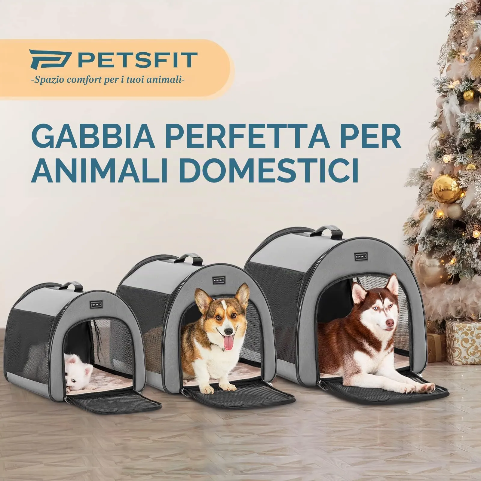 Petsfit Gabbia per cani morbida da viaggio, 76 cm, grigio - immagine 7