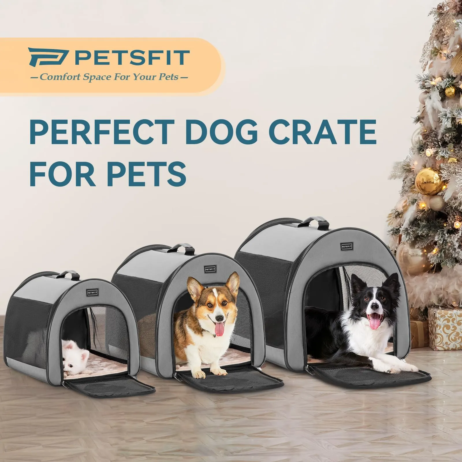 Petsfit Trasportino per cani portatile, 66,5 cm, grigio - immagine 3