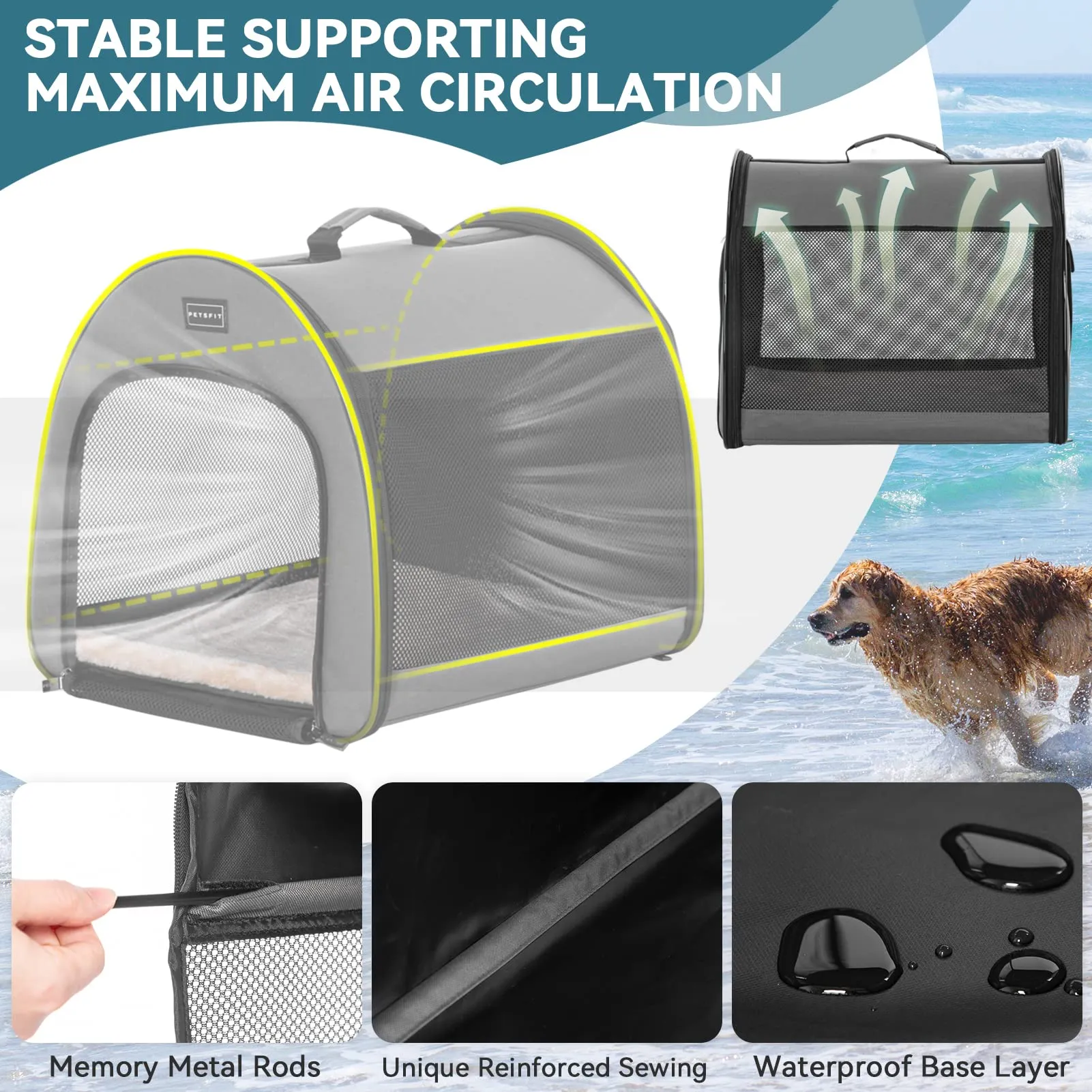 Petsfit Trasportino per cani portatile, 66,5 cm, grigio - immagine 5