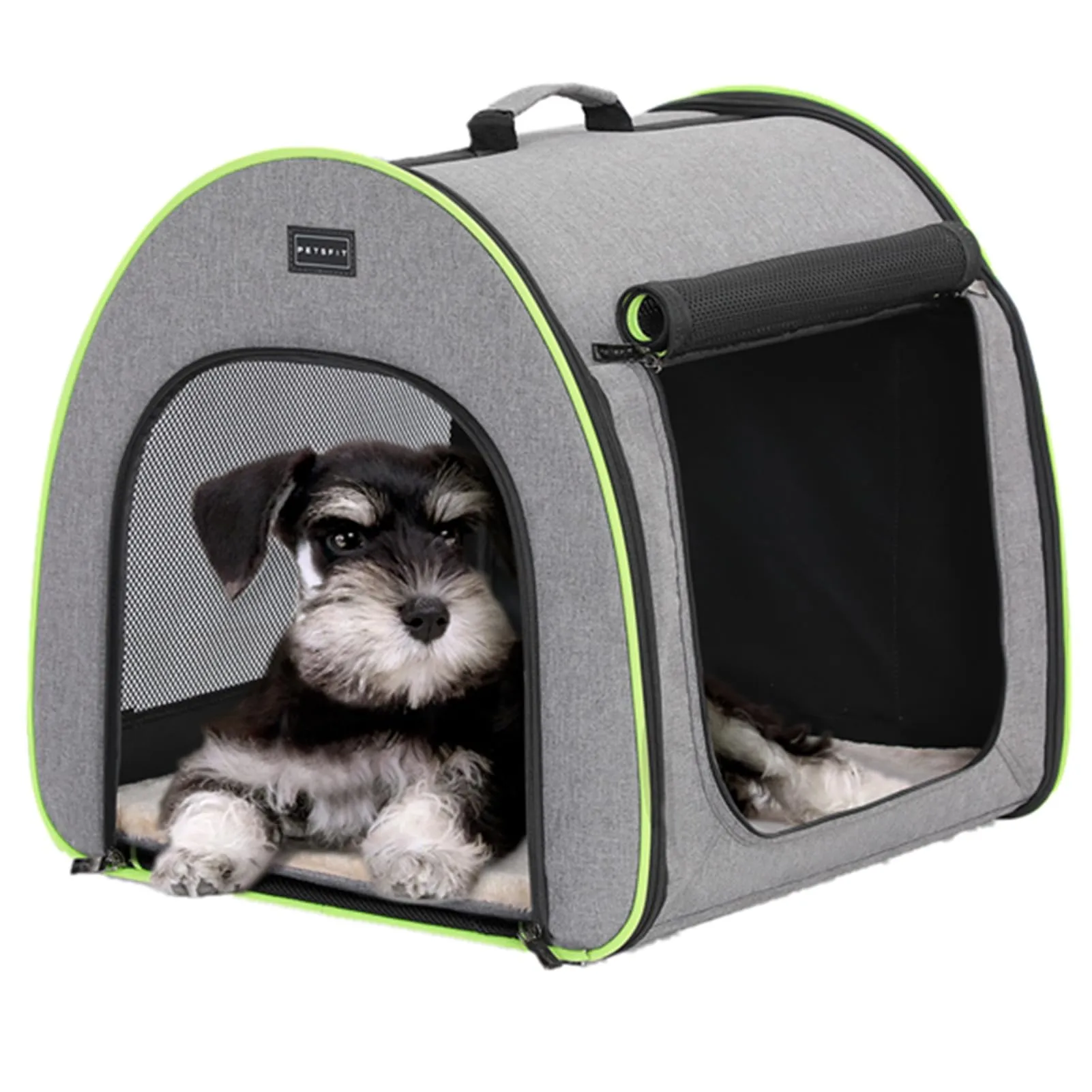 Petsfit Borsa Trasportino per Cani Pieghevole con Tasche e Cuscino, Grigio, 50.5 x 49.5 x 50.5cm - immagine 1