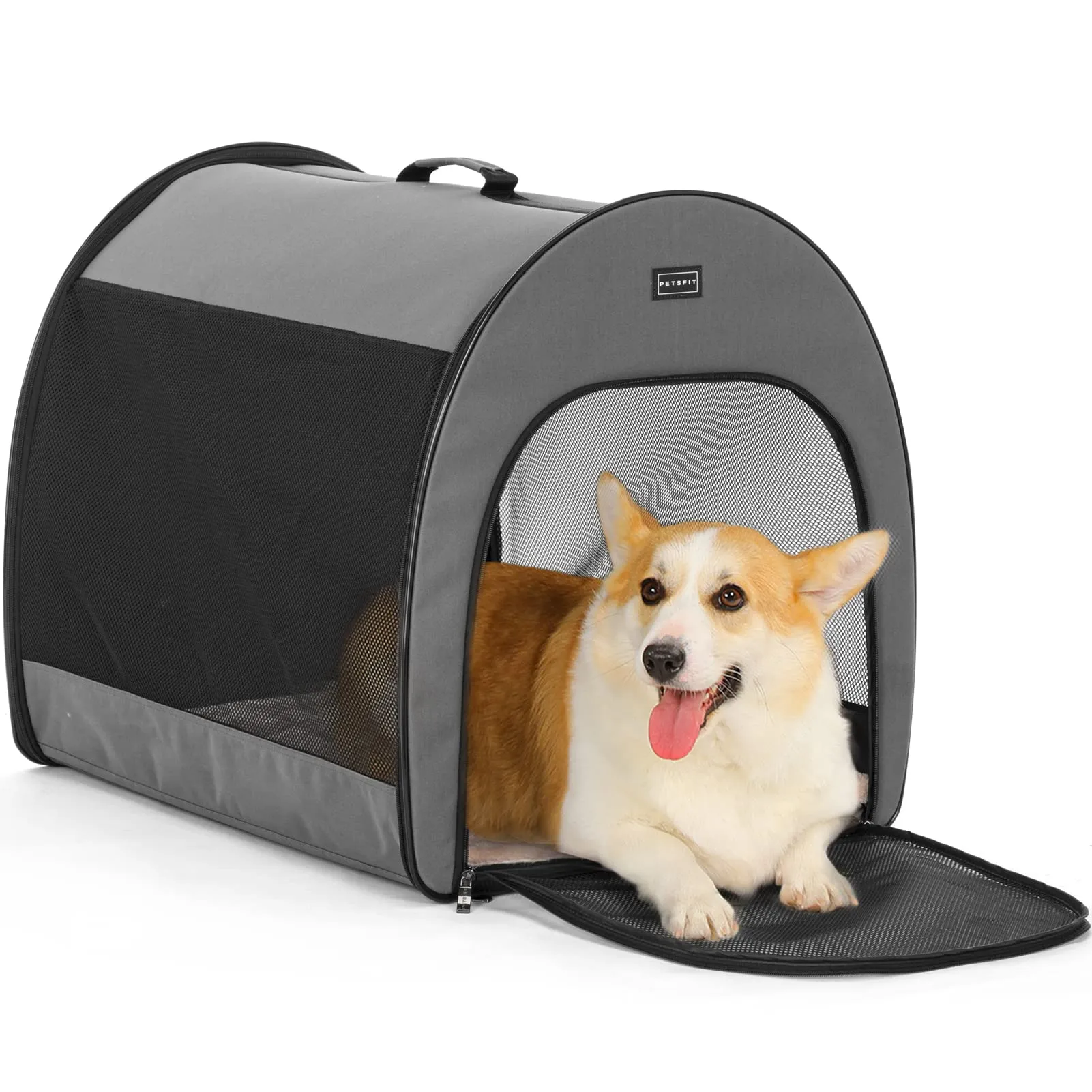 Petsfit Trasportino per Cani Pieghevole, Grigio Sicuro, 50.5 x 67 x 50.5cm - immagine 1