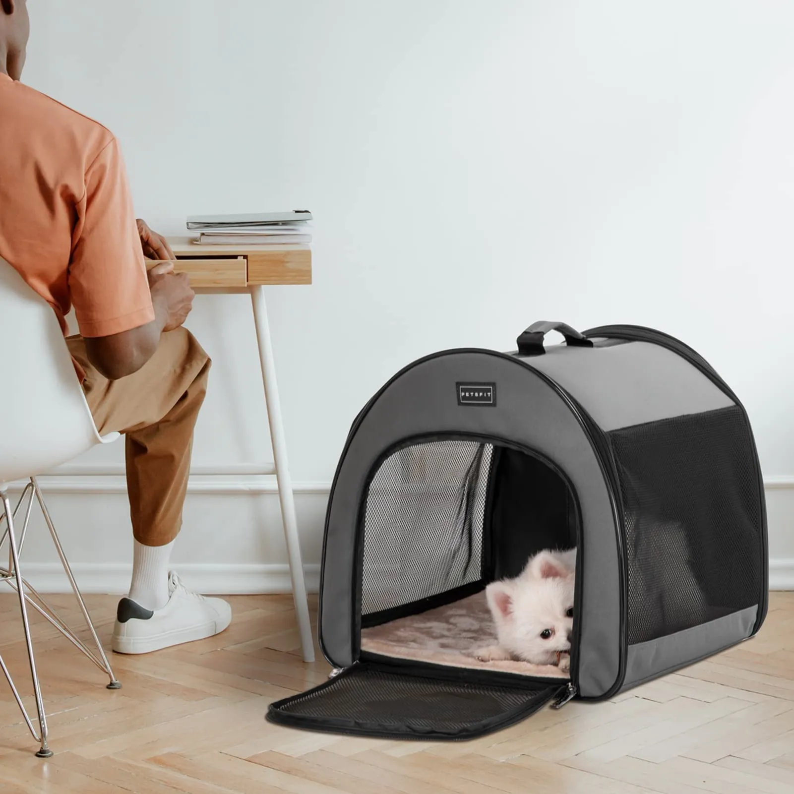 Petsfit Trasportino per Cani Pieghevole, Grigio Sicuro, 50.5 x 67 x 50.5cm - immagine 6