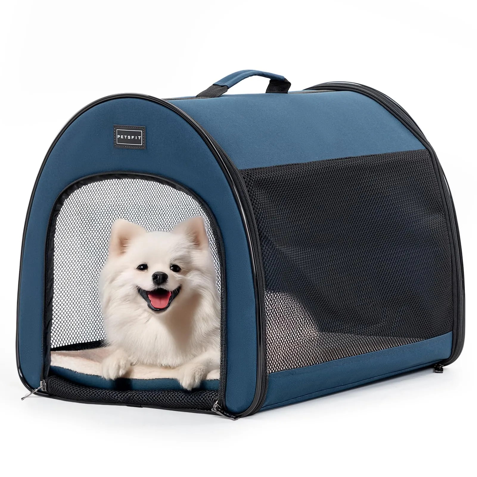 Petsfit Borsa per Cani Trasportino Pieghevole con Tasche e Cuscino, Blu, 42 x 48.5 x 41.5cm - immagine 1