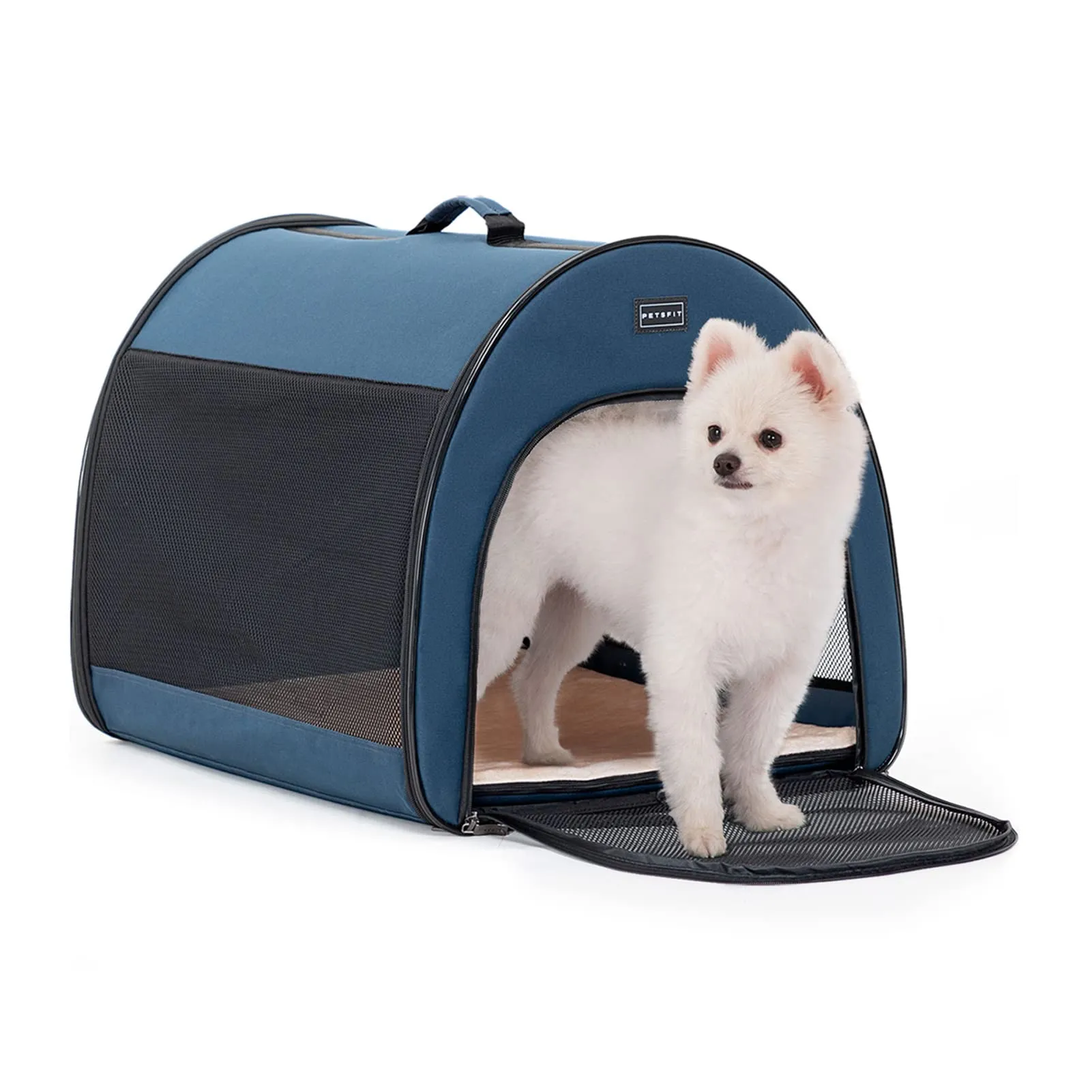 Petsfit Borsa per Cani Trasportino Pieghevole con Tasche e Cuscino, Blu, 42 x 48.5 x 41.5cm - immagine 7